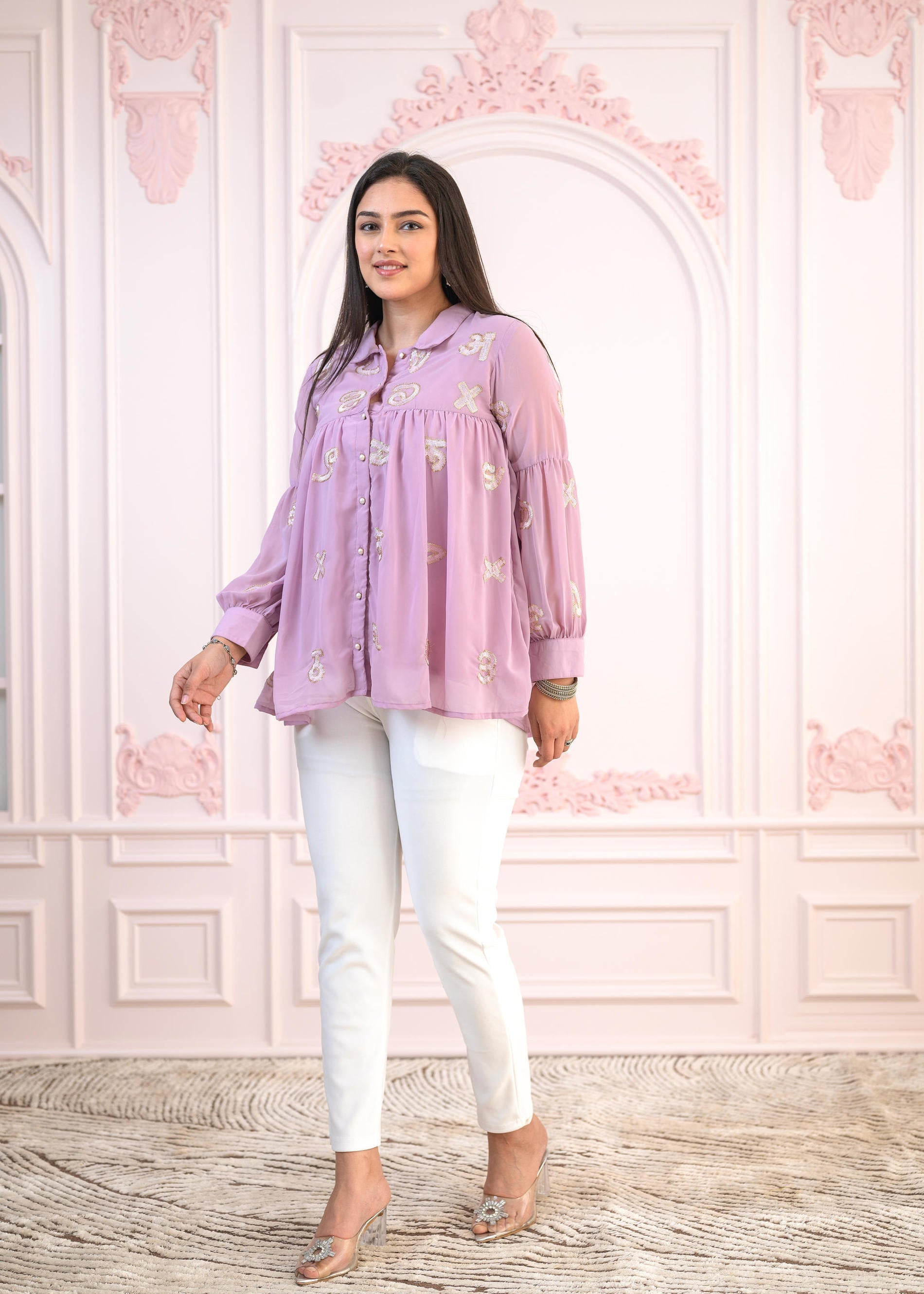 Juniper Lavender Embroidered Cotton Kurta with Pant 