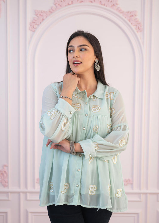 Juniper Mint Embroidered Cotton Kurta with Pant | Grab2Buy