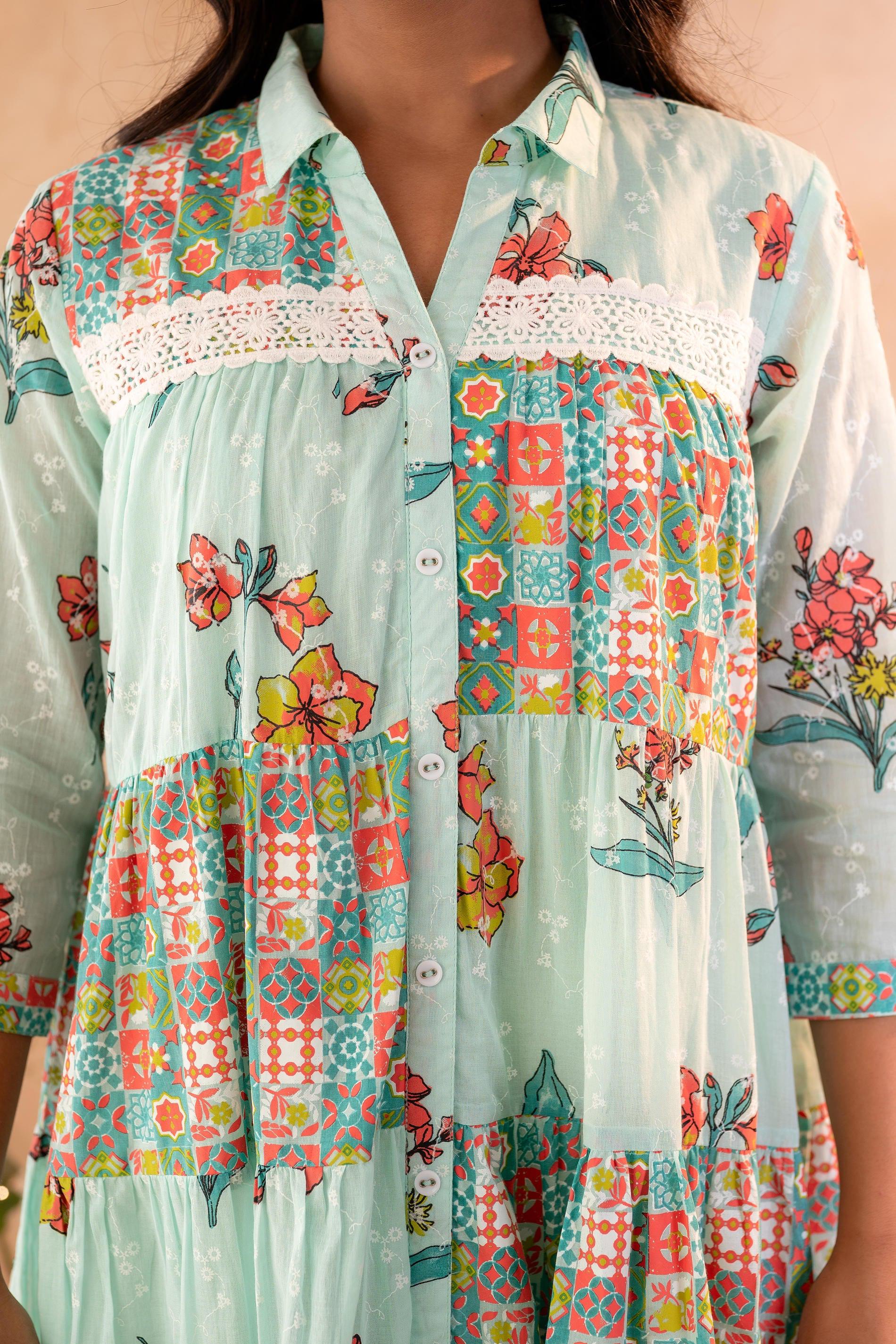 Juniper Mint Meadow Patchwork Tier Dress