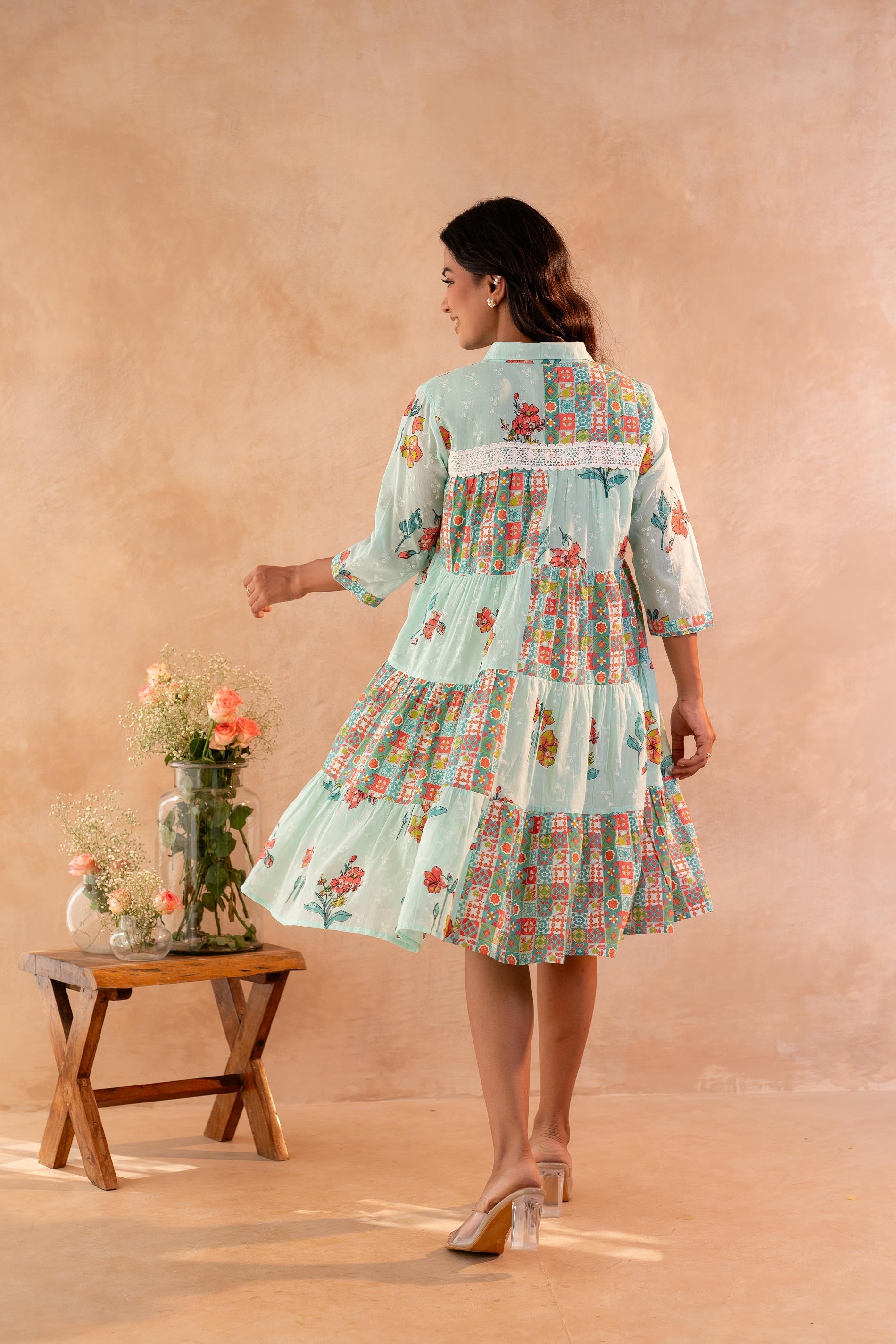 Juniper Mint Meadow Patchwork Tier Dress