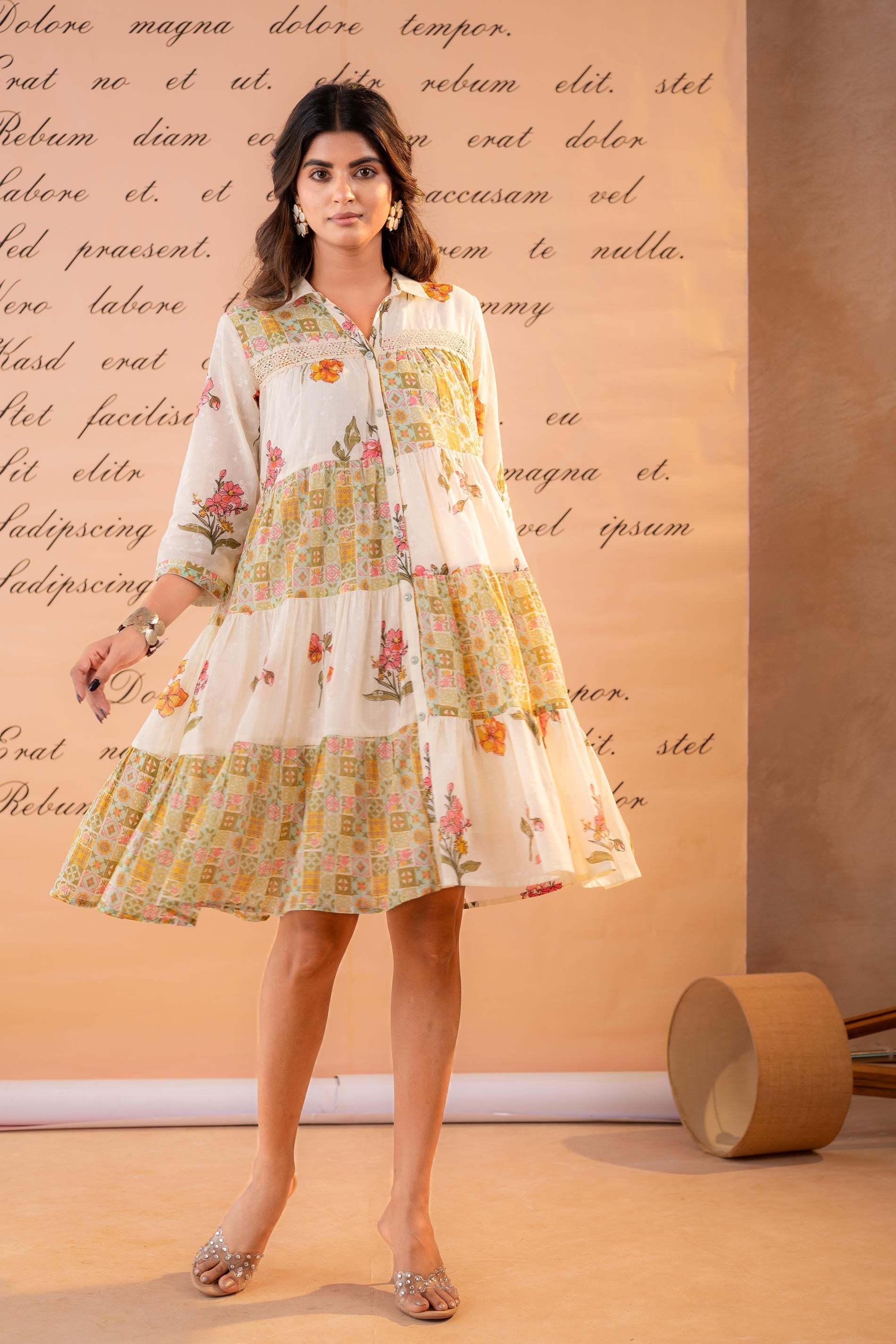 Juniper Off-White Meadow Patchwork Tier Dress