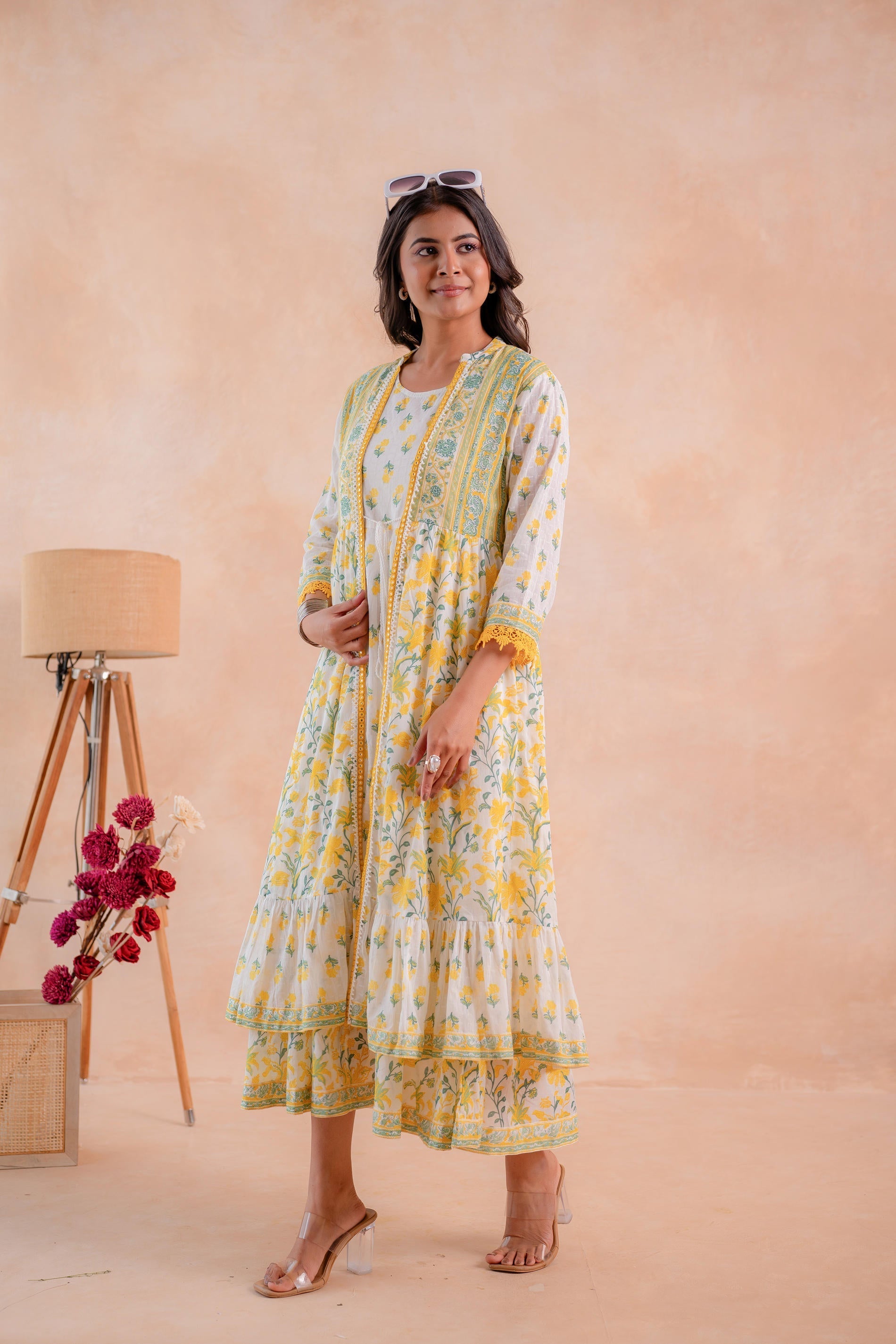 Juniper Sunlit Gulbahaar Floral Tiered Dress