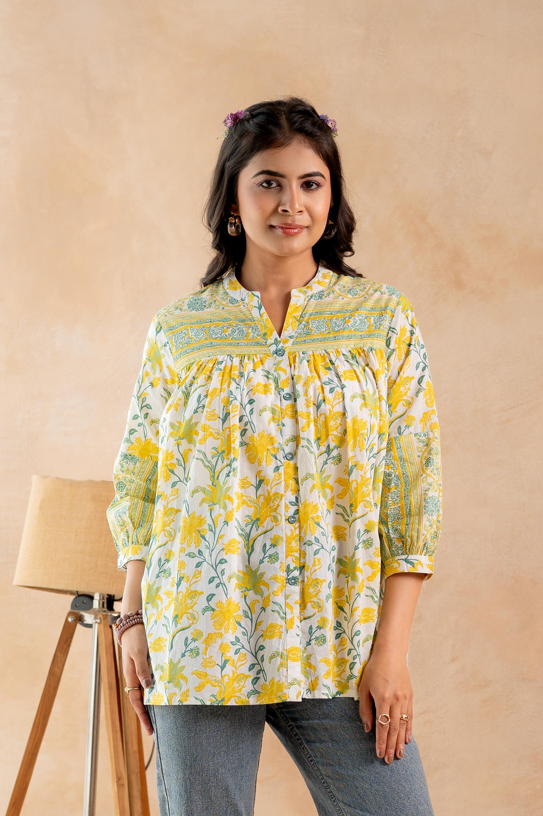 Juniper Floral Printed Gathered Ethnic Tunic