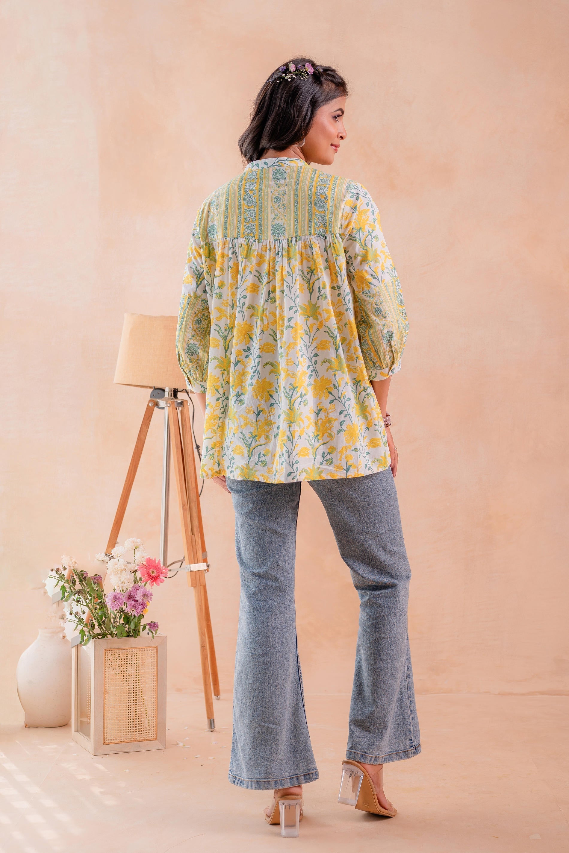 Juniper Floral Printed Gathered Ethnic Tunic