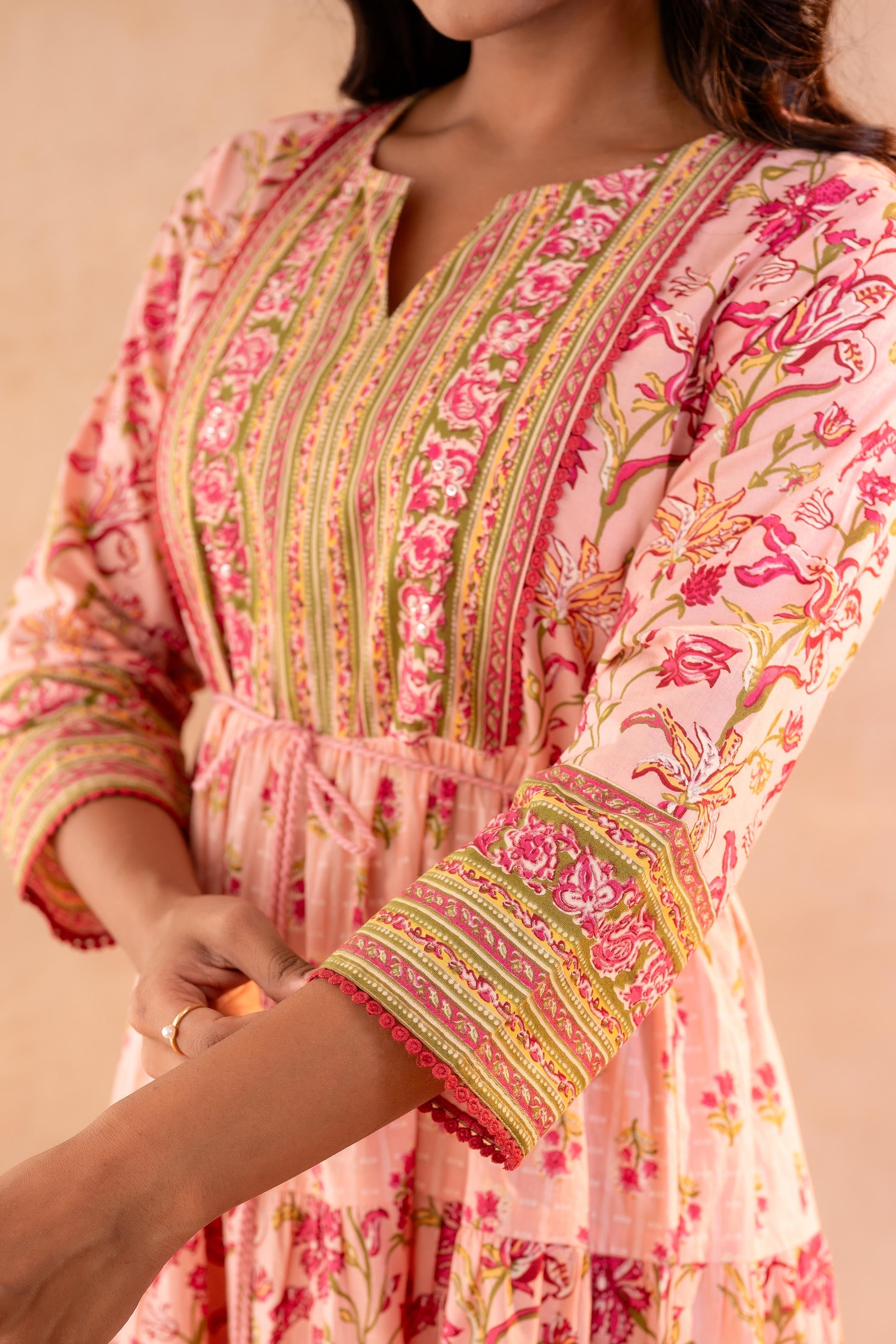 Juniper Gulbahar Bloom Peach Anarkali Dress
