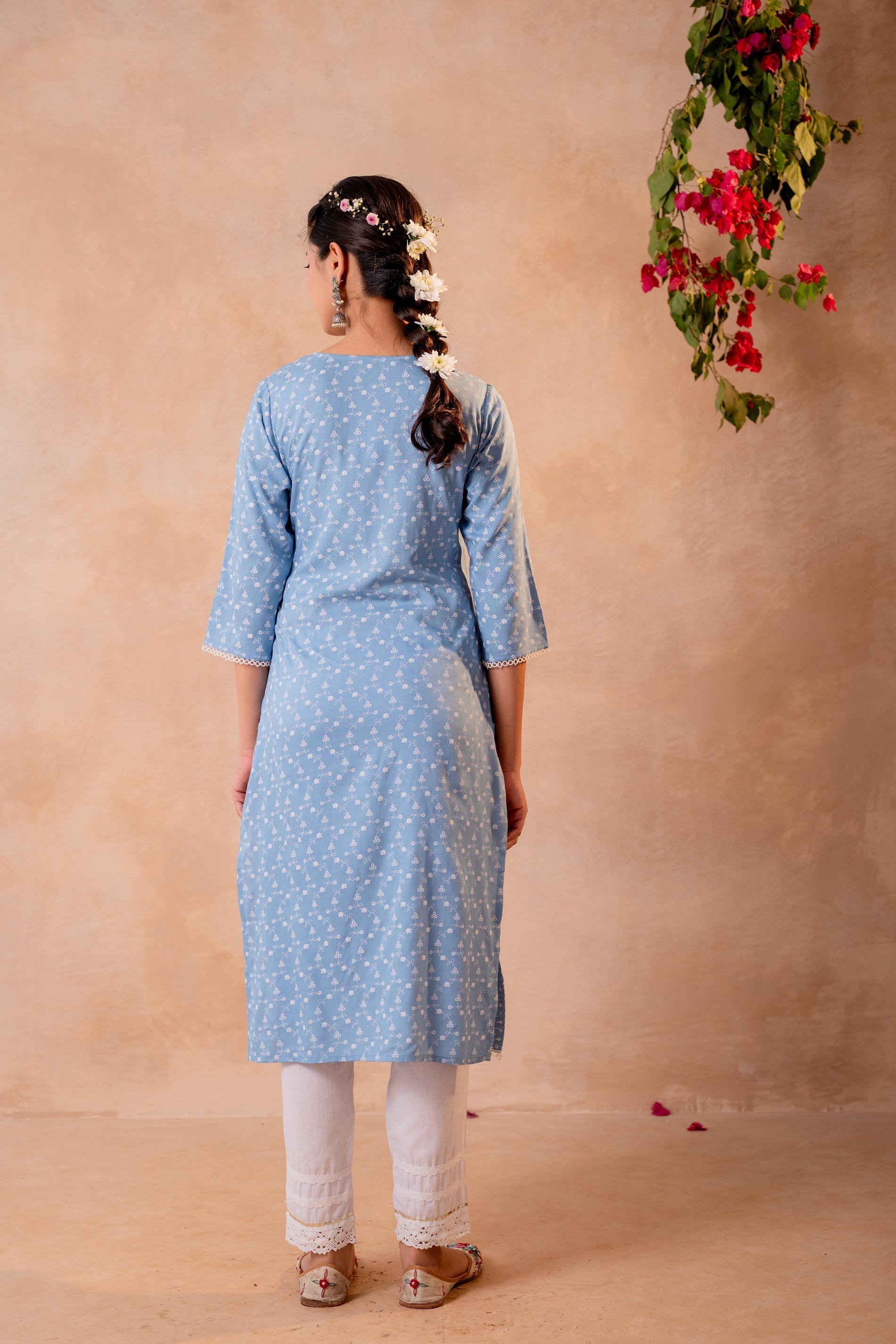 Juniper Sky Blue Yoke Printed Kurta