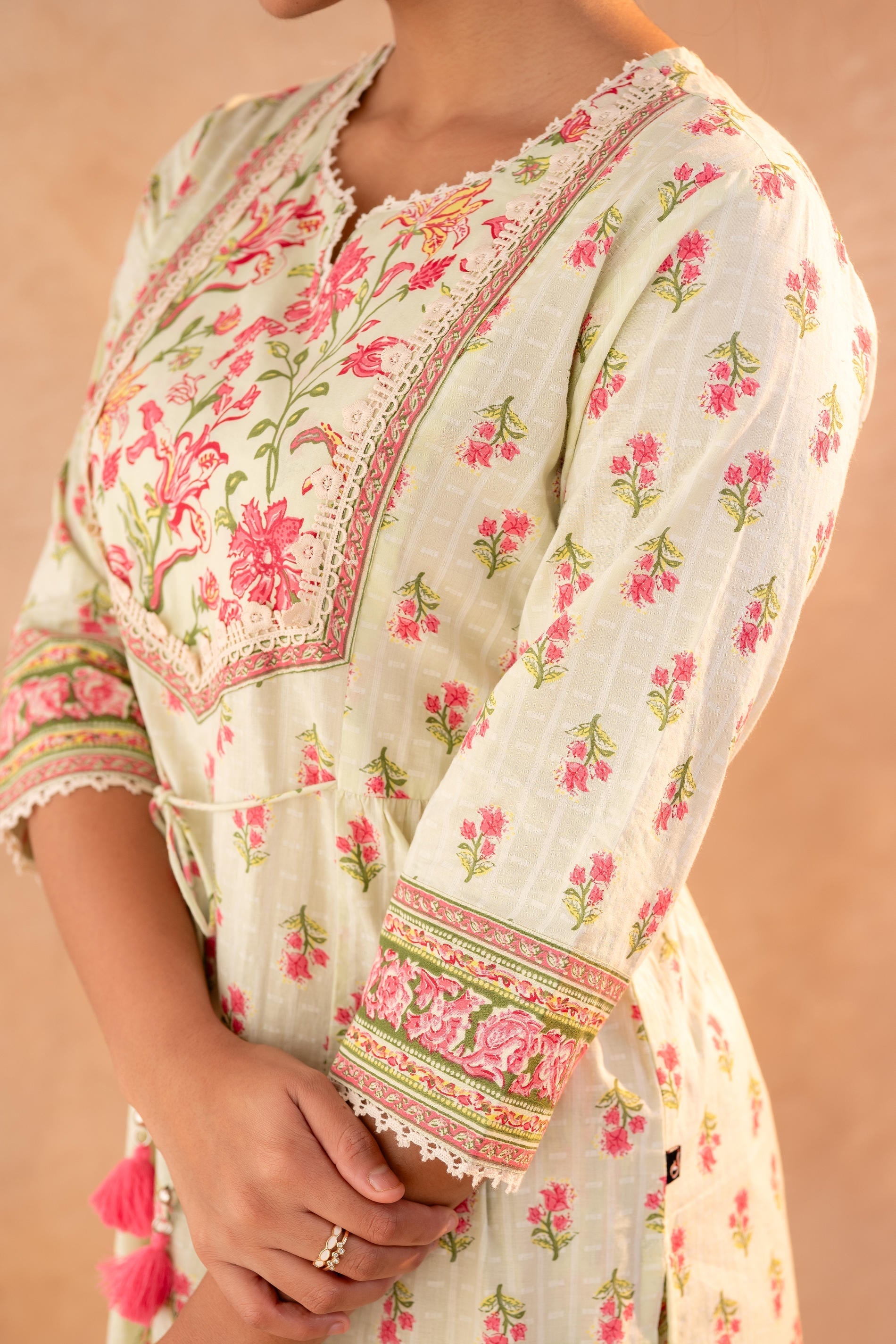 Juniper Gulnaar Garden Printed Kurta Pant And Dupatta Set