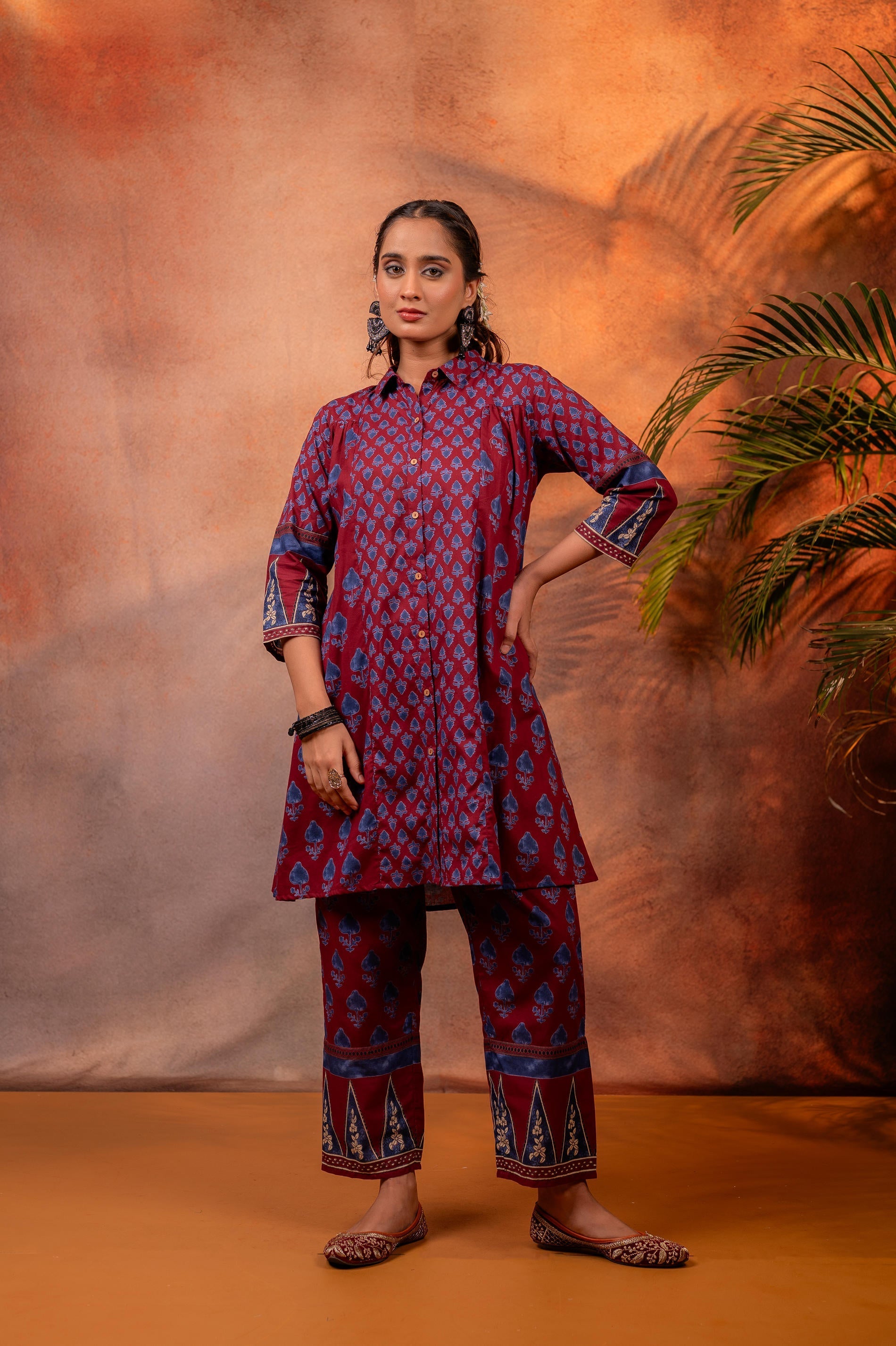 Juniper Rangrez Maroon Ajrakh Co-ord Set