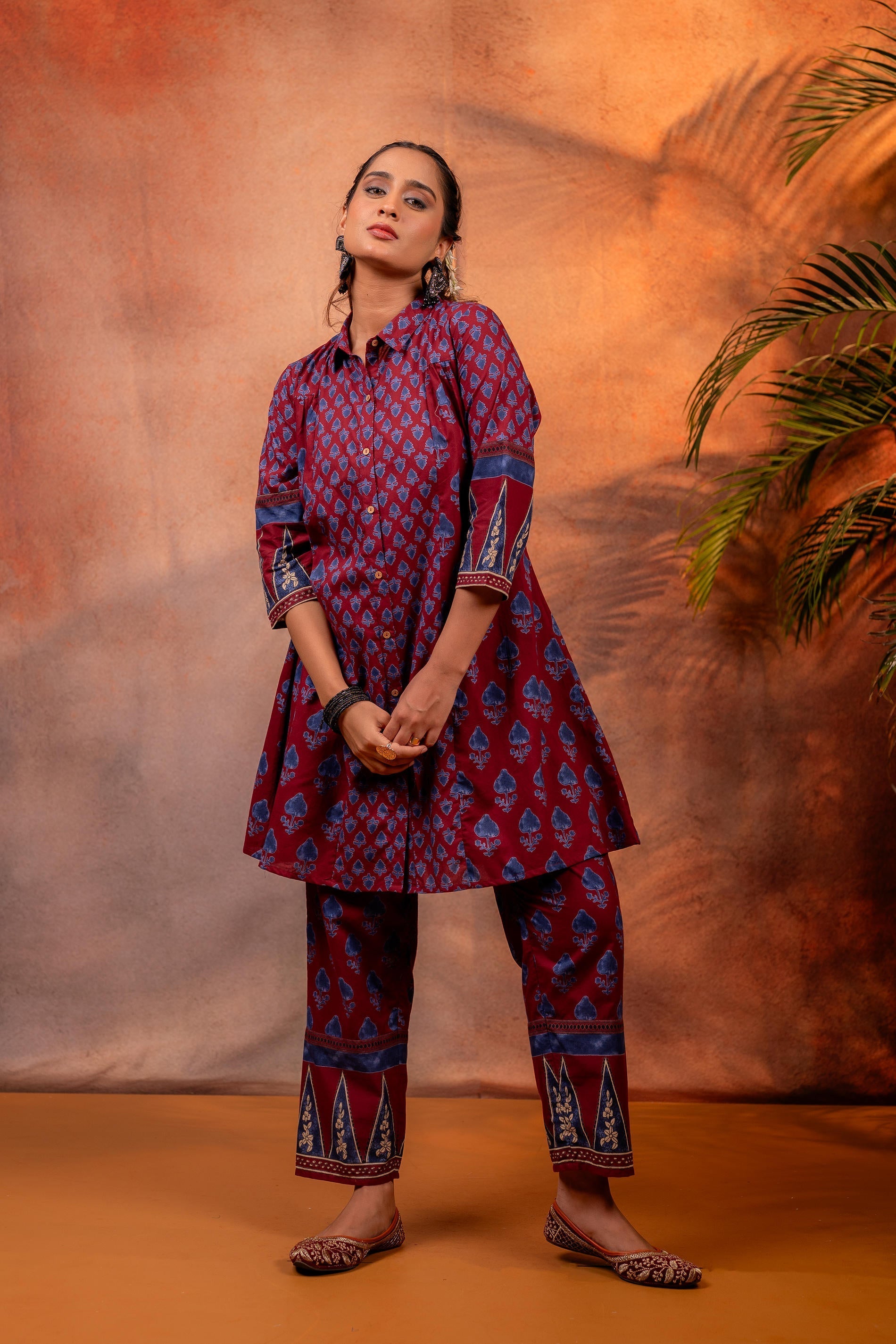 Juniper Rangrez Maroon Ajrakh Co-ord Set