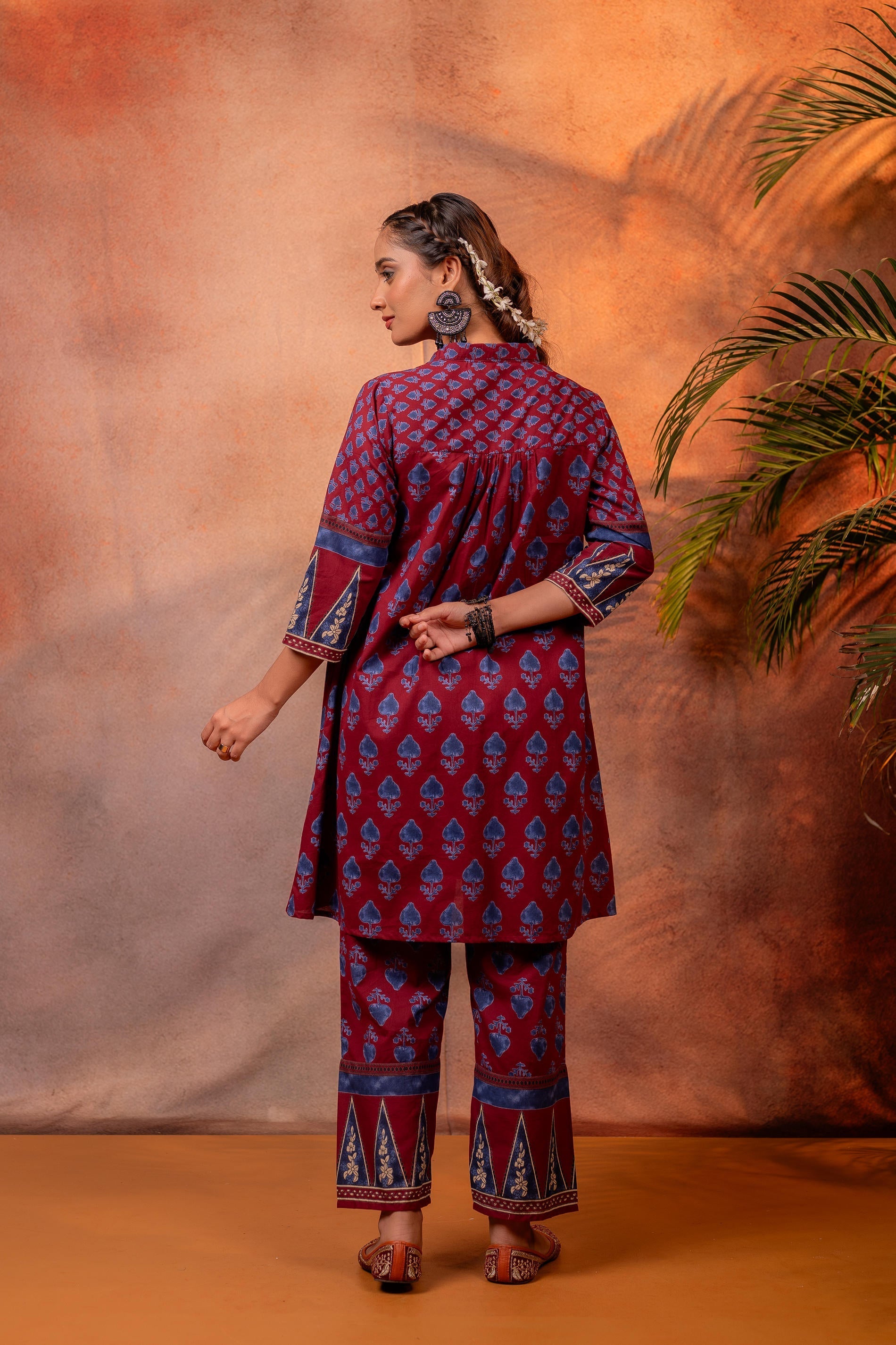 Juniper Rangrez Maroon Ajrakh Co-ord Set
