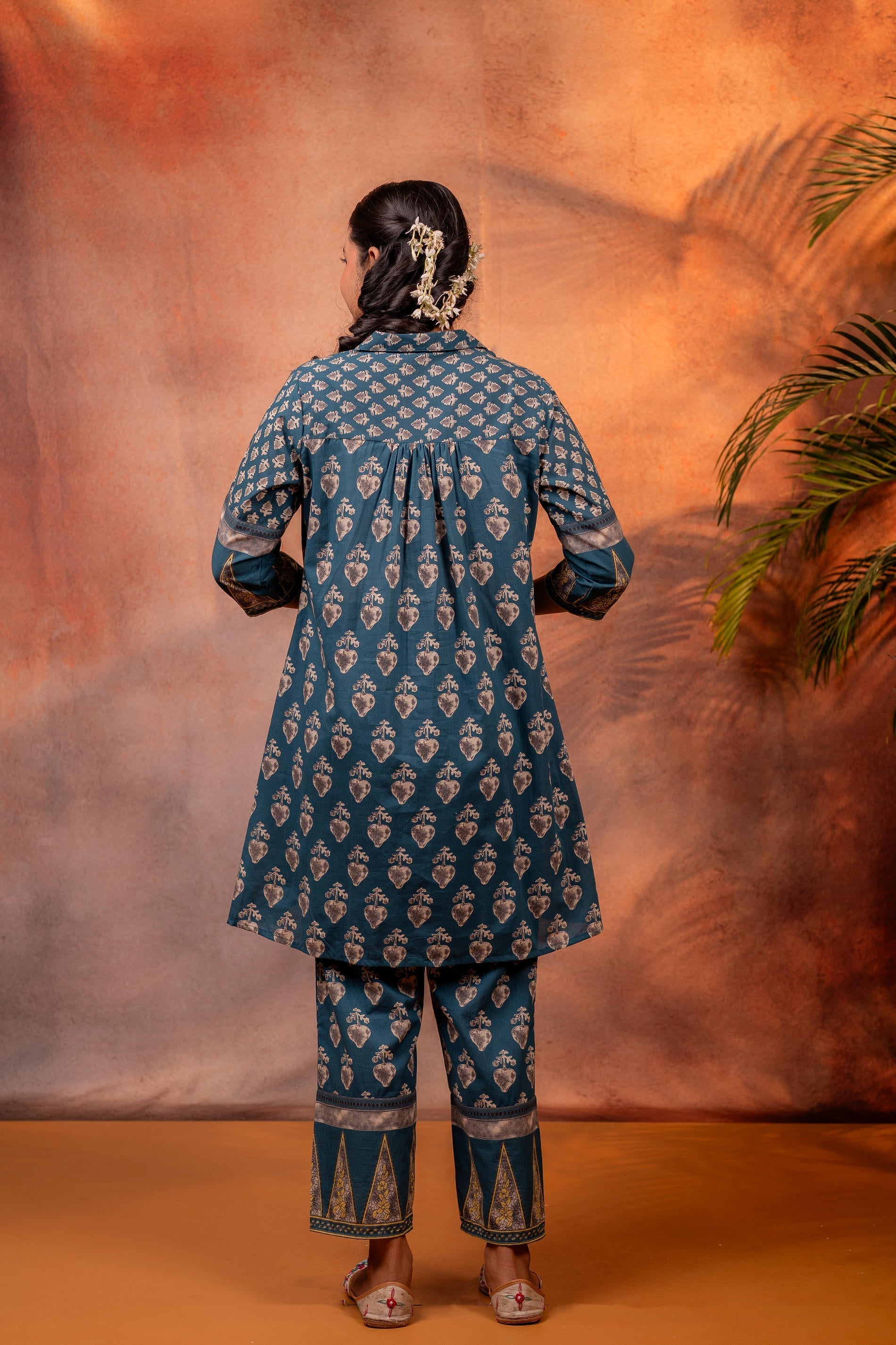 Juniper Rangrez TealGreen Ajrakh Co-ord Set