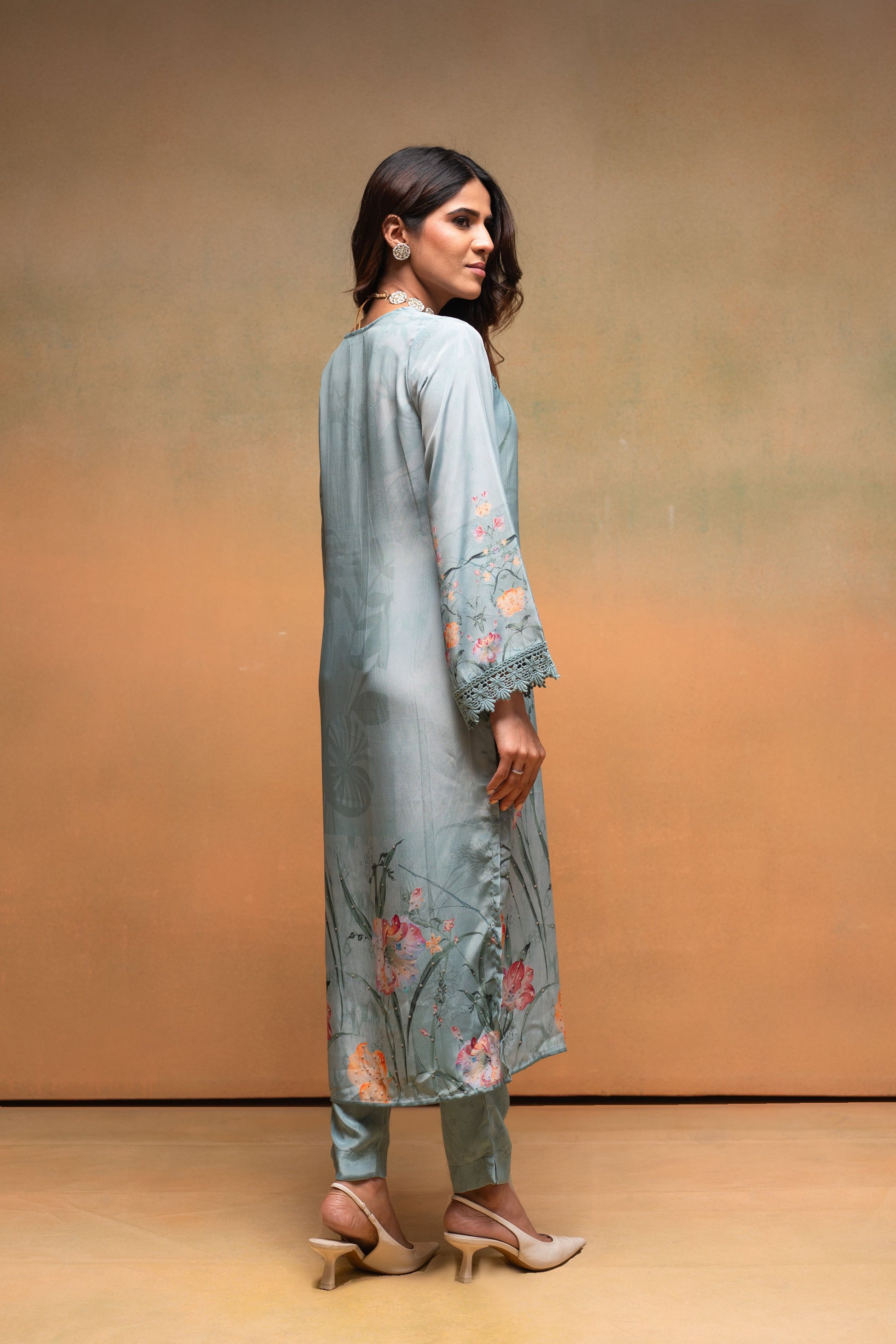 Juniper Mint Meadow Elegance Kurta Pant And Dupatta Set