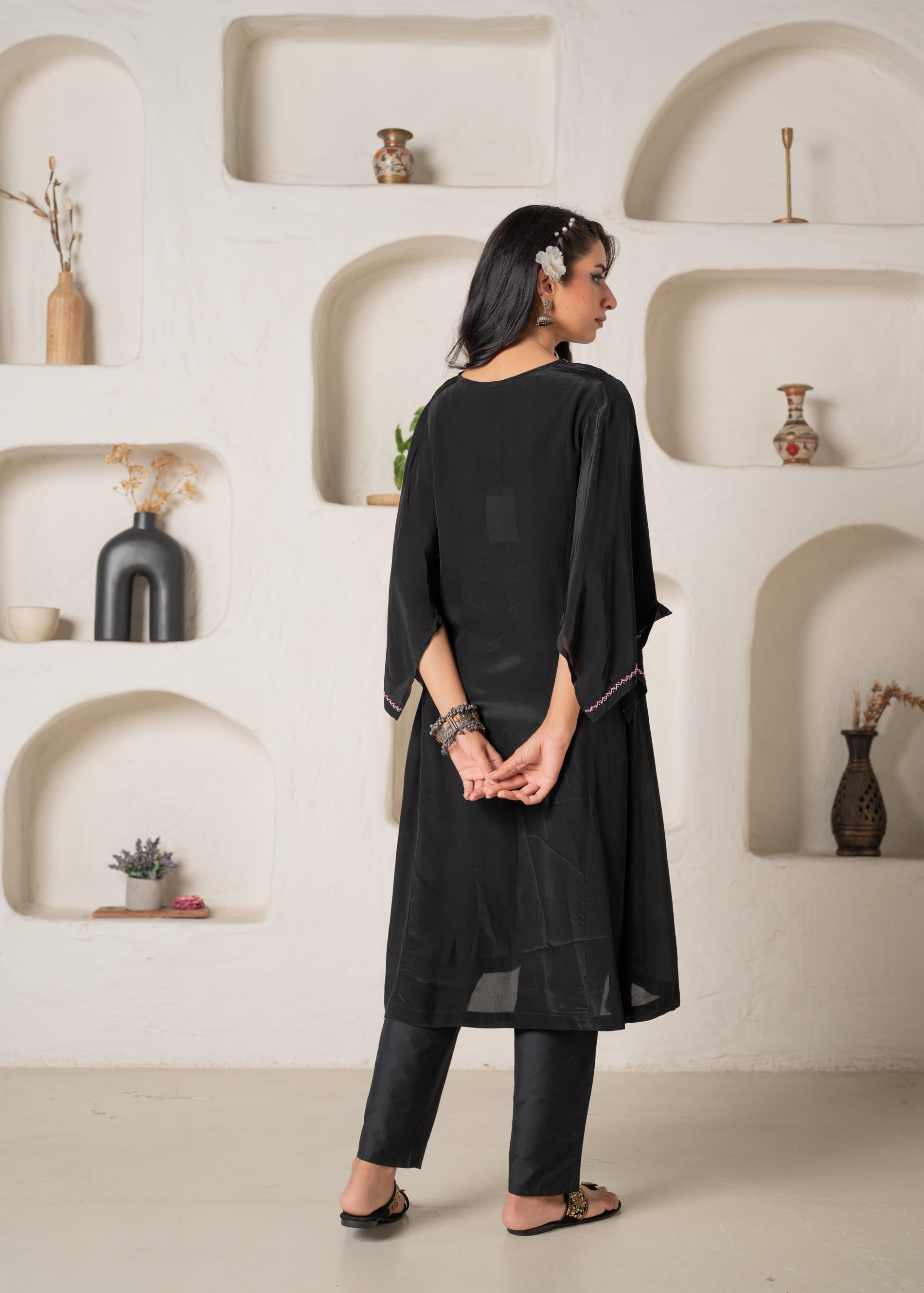 Juniper Noir Bloom Kaftan Kurta Pant Set