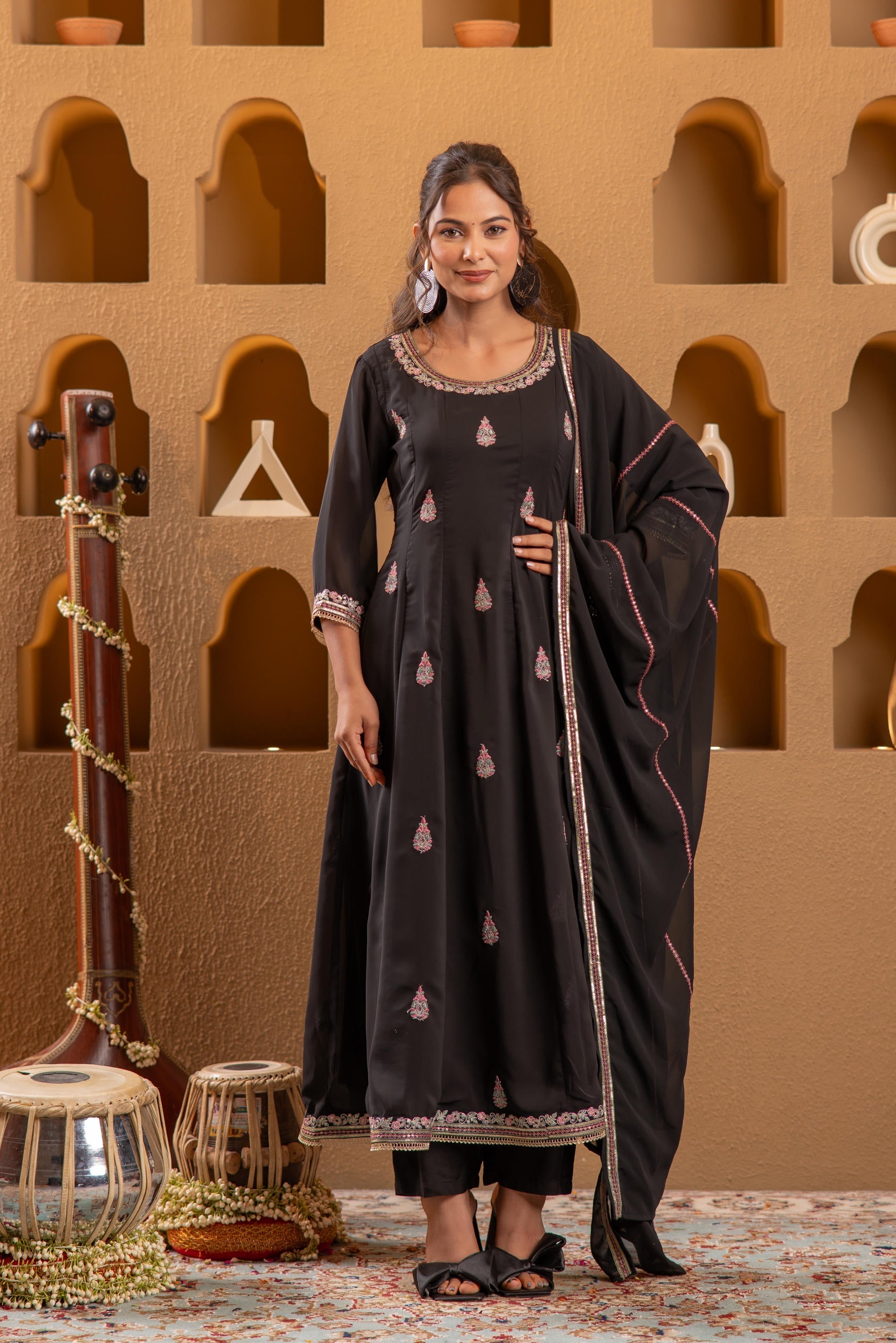 Juniper Midnight Muse Kurta Pant And Dupatta Set