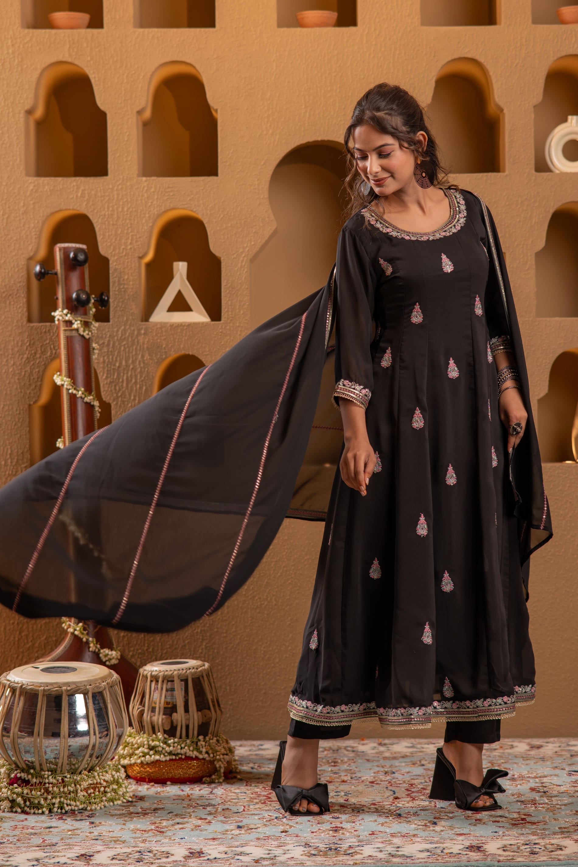 Juniper Midnight Muse Kurta Pant And Dupatta Set