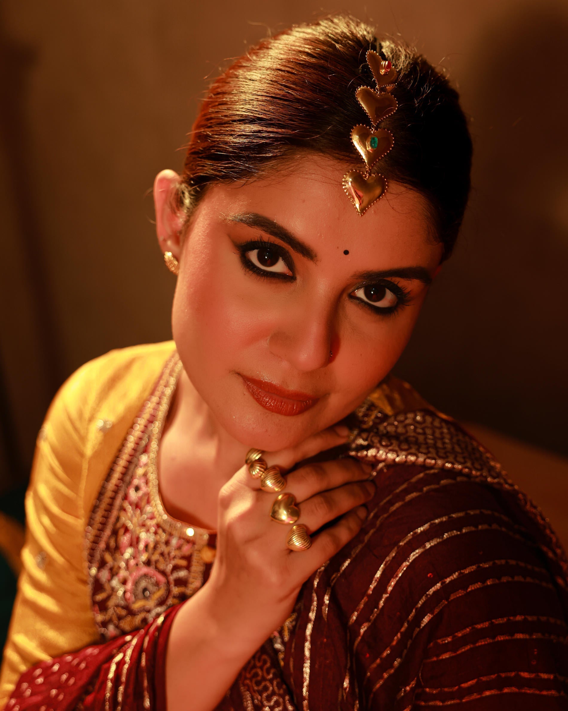 Juniper Mustard Nylon Flared Kurta Pant And Dupatta Set With Zari, Mirror, Thread & Sequin Work