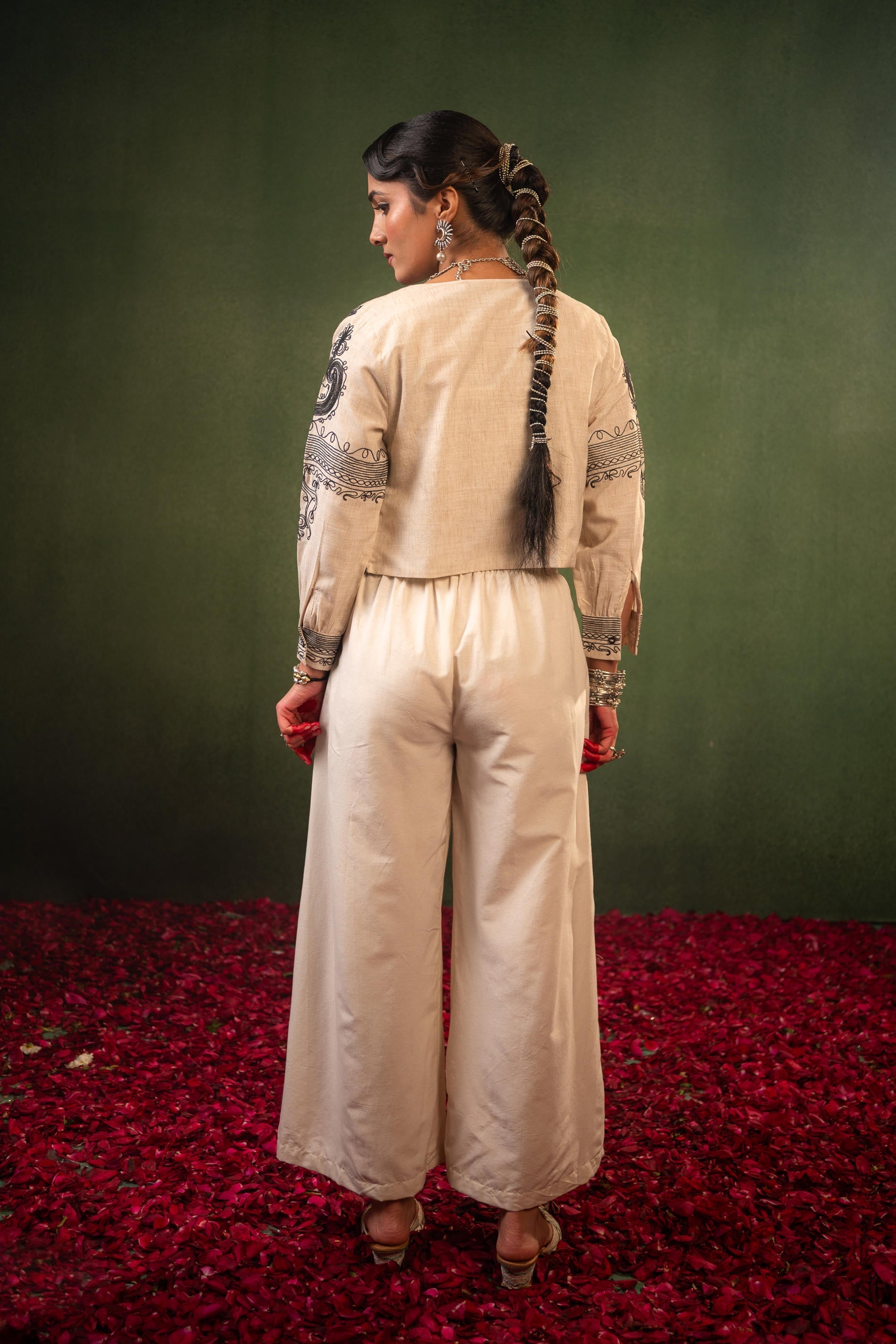 Juniper Ivory Noor Embroidered Jacket Co-Ord Set
