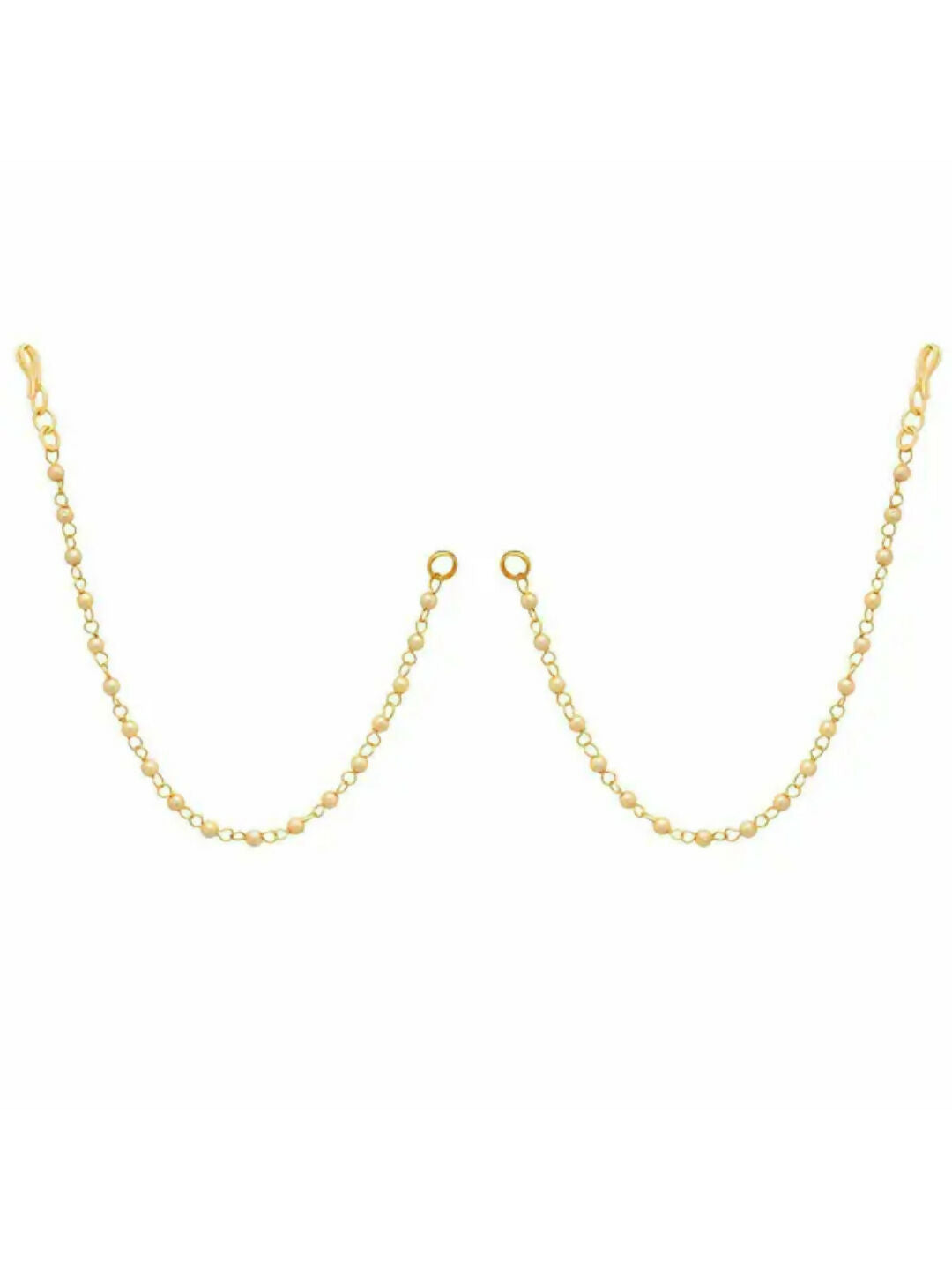 NVR Pearl Studded Classic Gold-Polished 1 Line Ear Chain Ear Cuff 