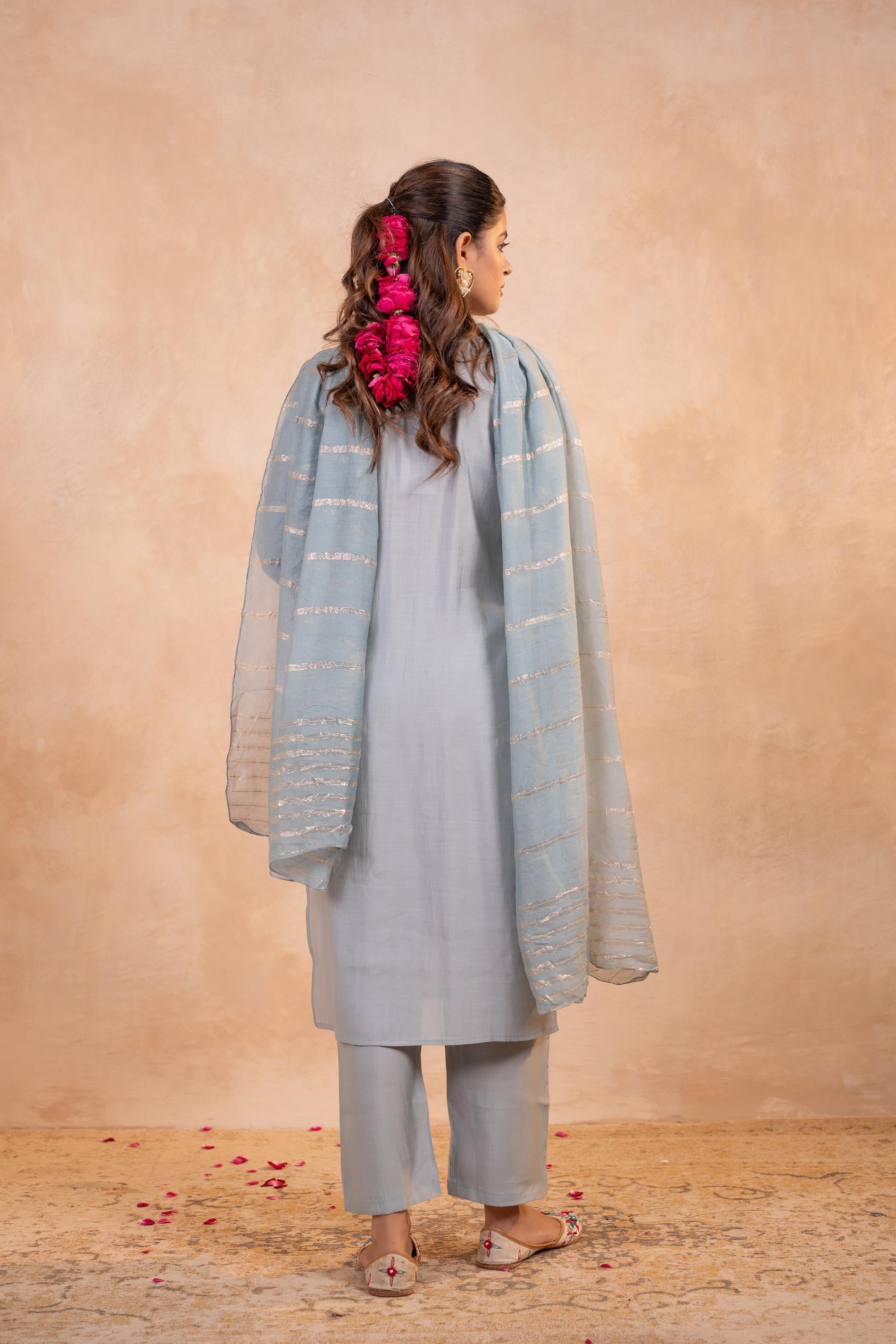 Juniper Grey Serenity Embroidered Suit Set