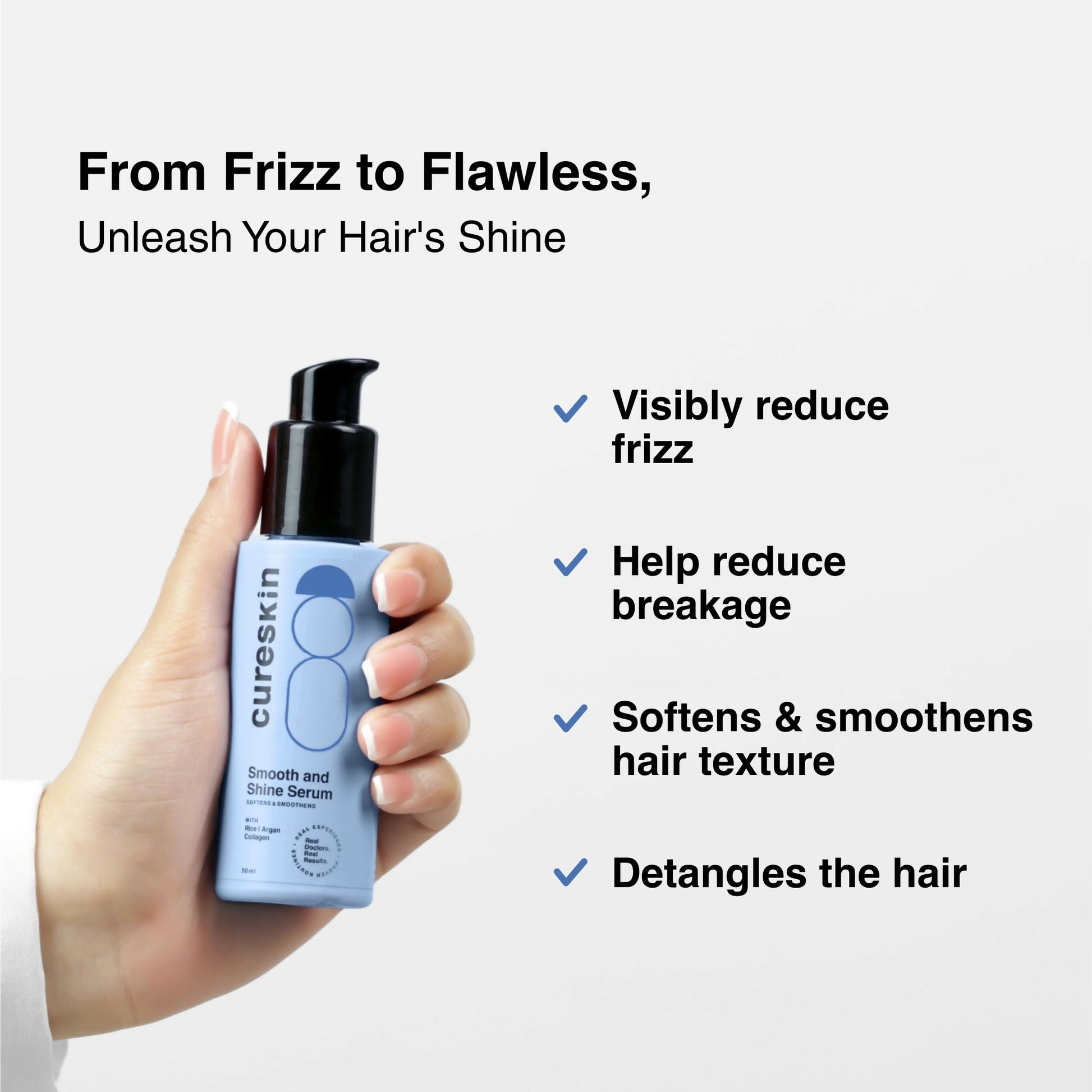 Cureskin Smooth and Shine Hair Serum Helps Reducing Hair Breakage, Frizz 