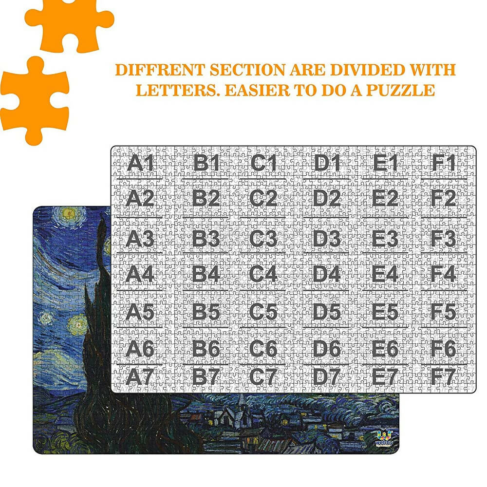 Webby Wooden Starry Night Painting Jigsaw Puzzle-1000 Pcs  Grab2Buy Webby Grab2Buy