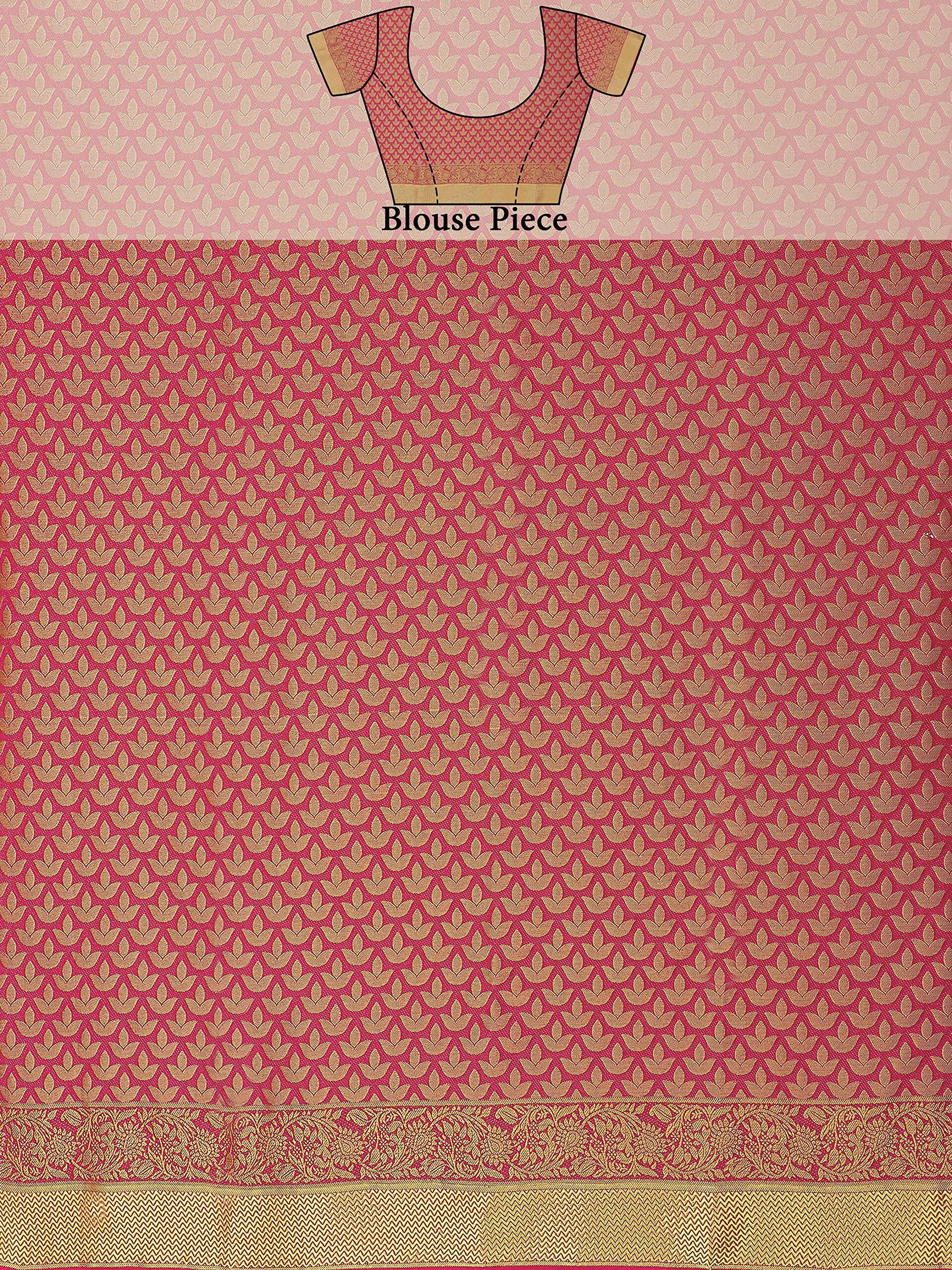 Mimosa Women's Kanchipuram Art Silk Pink Saree