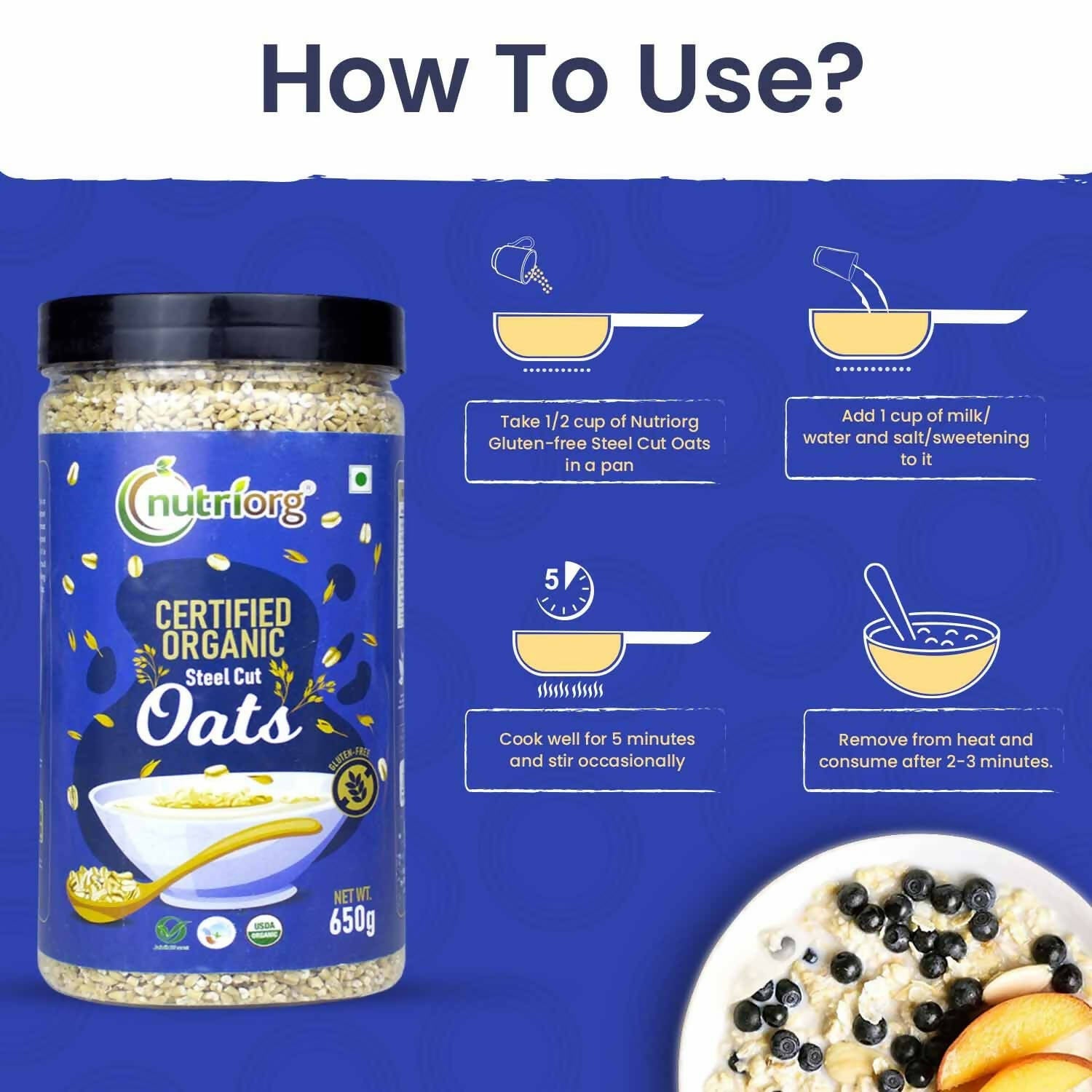 Nutriorg Certified Organic Steelcut Oats - Grab2buy