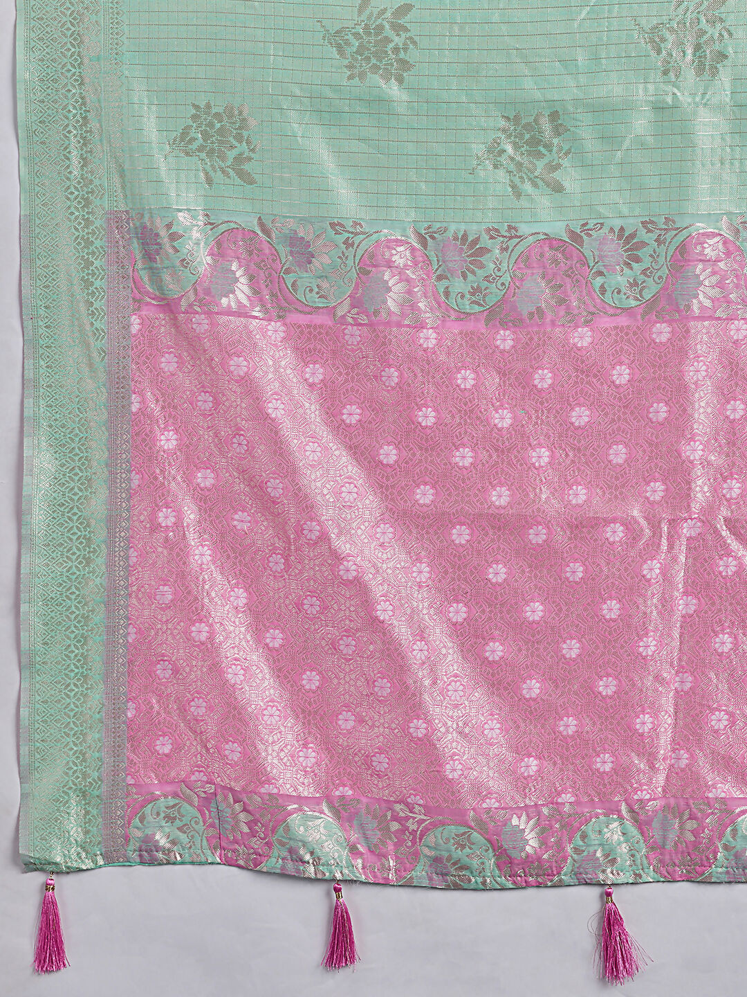 Shree Shyam Fashion Rama Green Linen Cotton Saree