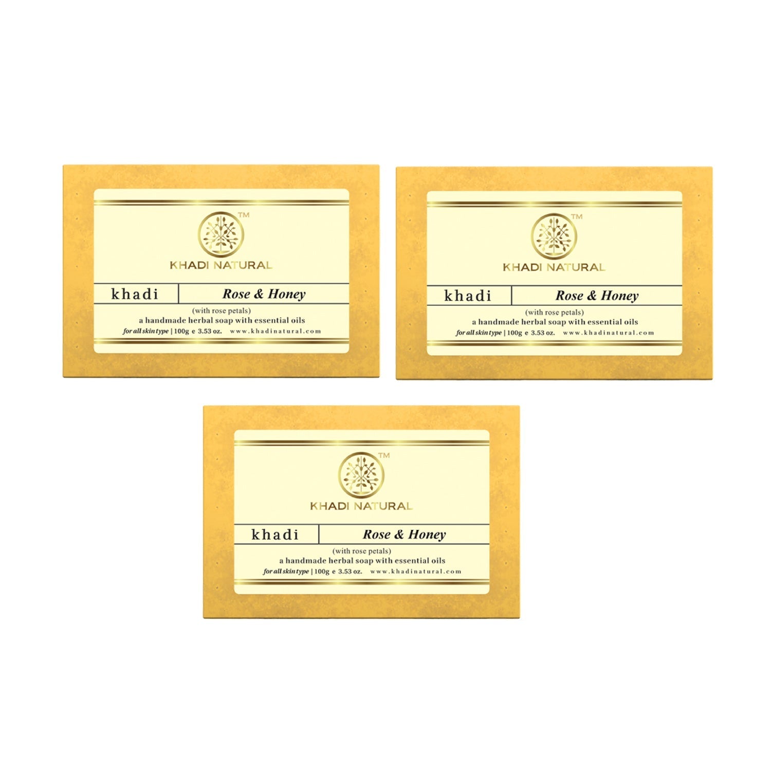 Khadi Natural Rose & Honey With Rose Petals Soap Combo Pack Of 3 – 100gm Each 
