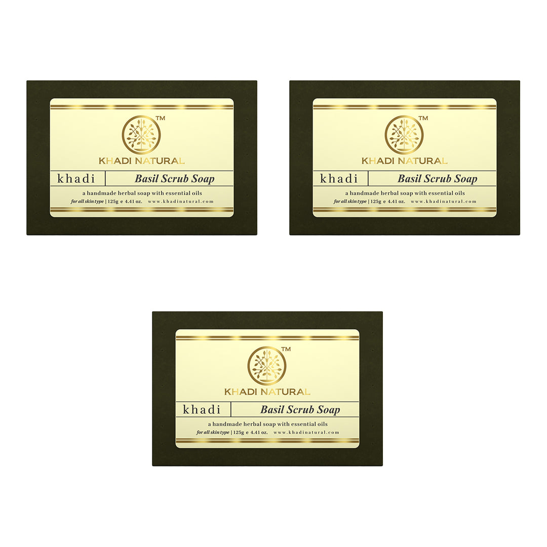 Khadi Natural Herbal Basil Scrub Soap 125gm 