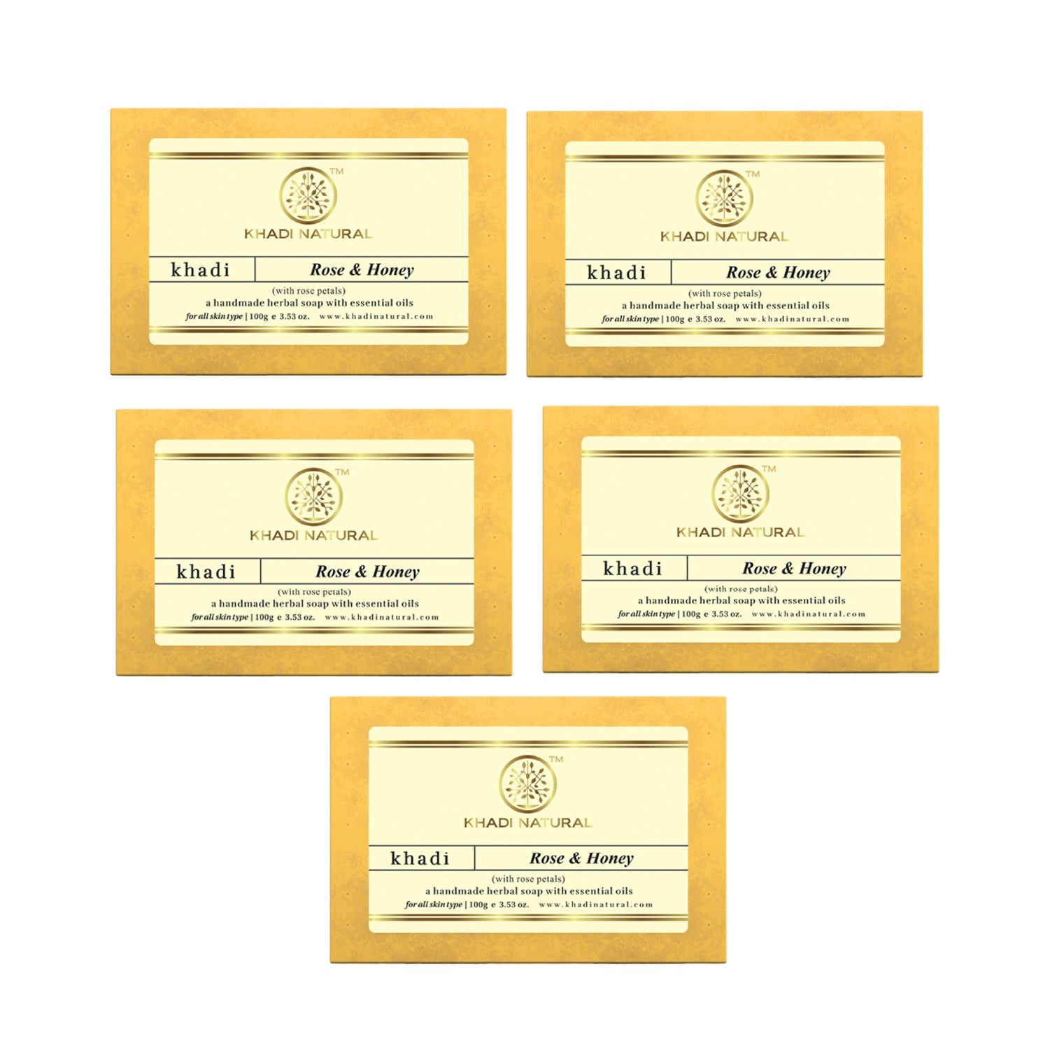 Khadi Natural Rose & Honey With Rose Petals Soap Combo Pack Of 5 – 100gm Each 
