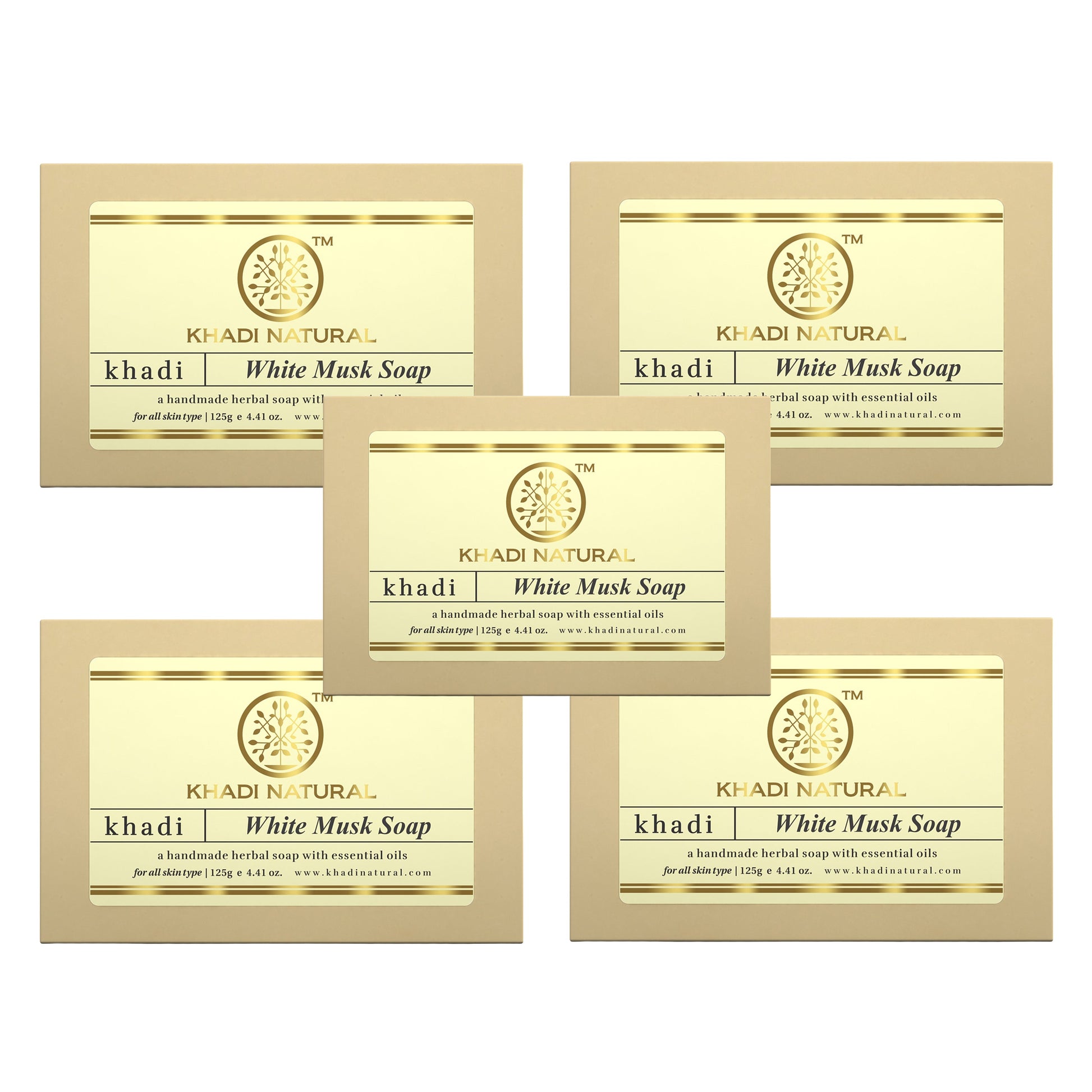 Khadi Natural Herbal White Musk Soap Combo Pack Of 5 – 125gm Each 