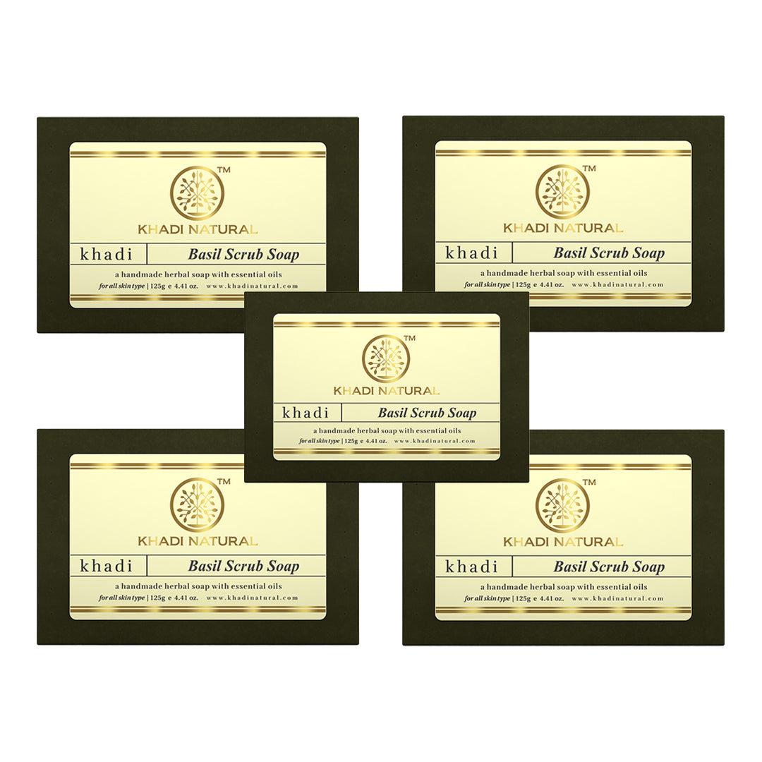 Khadi Natural Herbal Basil Scrub Soap 125gm 