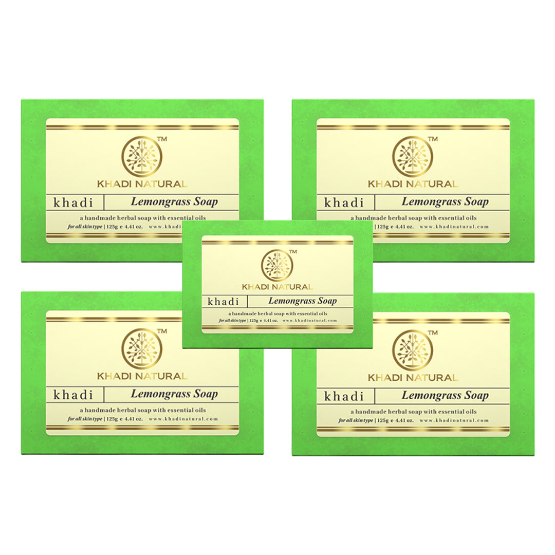 Khadi Natural Herbal Lemongrass Soap Combo Pack Of 5 – 125gm Each 