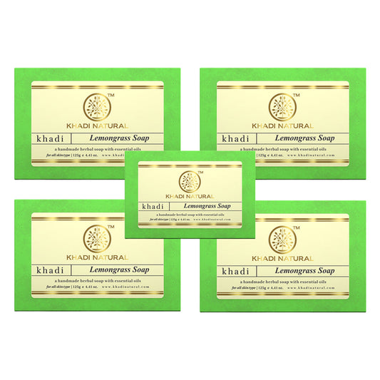 Khadi Natural Herbal Lemongrass Soap Combo Pack Of 5 – 125gm Each 