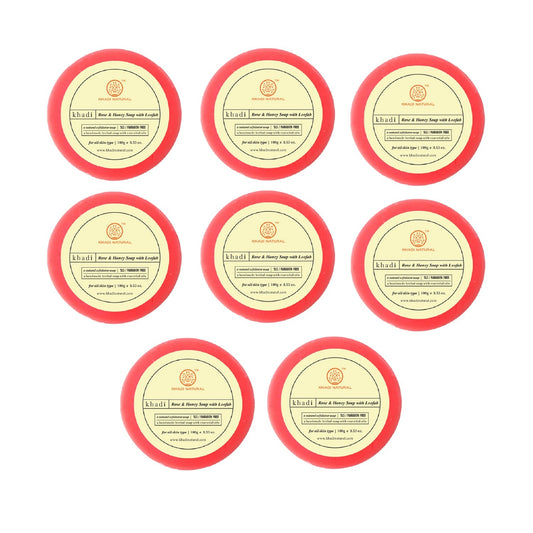 Khadi Natural Rose & Honey Loofah Soap Combo Pack Of 8 – 100gm Each 