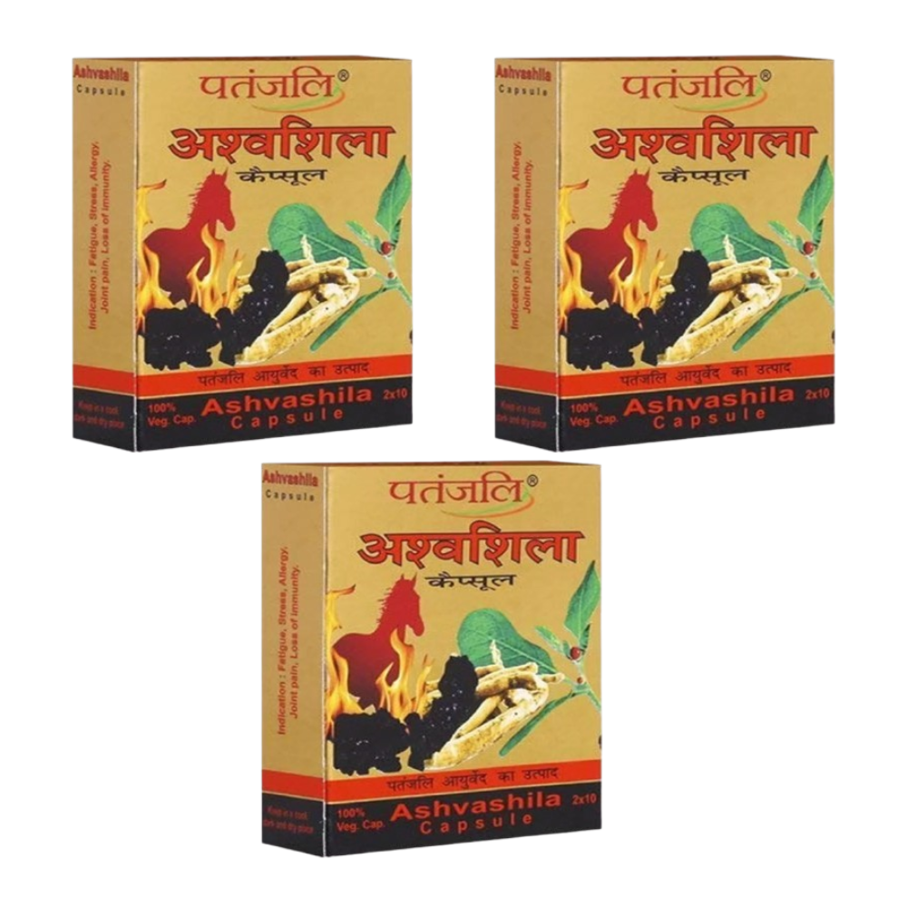 Patanjali Ashvashila Capsule – Ayurvedic Ashwagandha & Shilajit Vitality Supplement 