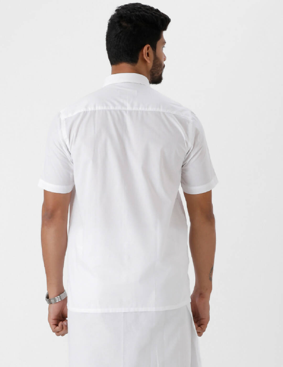 Ramraj Cotton Mens Half Sleeve Luxury Cotton White Shirt 