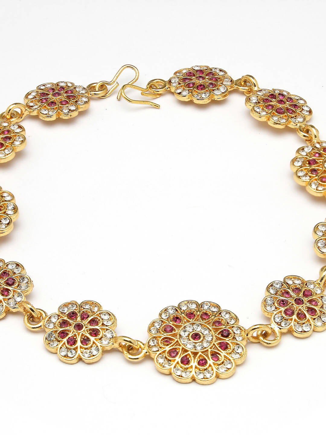 NVR Women's Gold-Polished Traditional Meenakari Stones Trending Matha Patti 