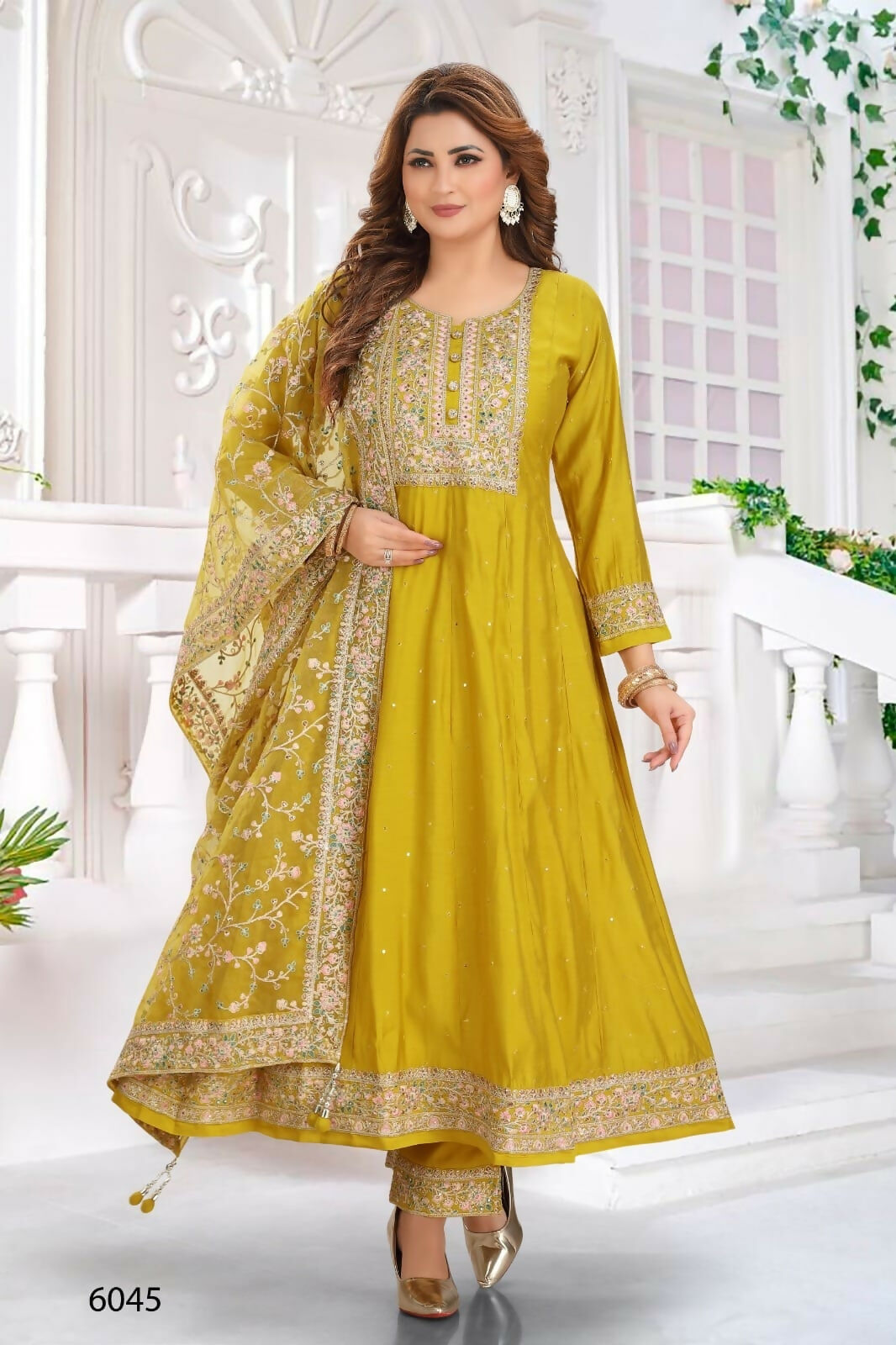 Joban Fashion Chanderi Lil Green Color Kurta Set