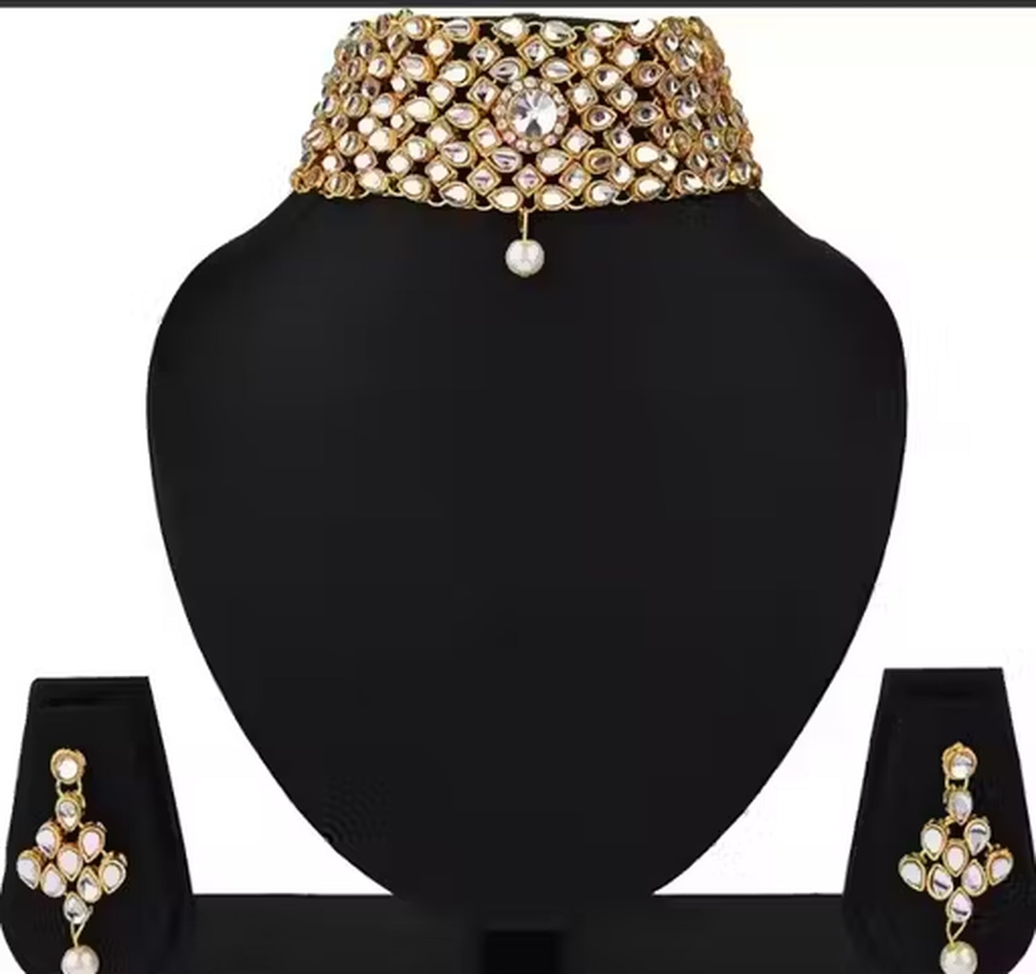 Jewel City Traditional Kundan Choker Necklace Set Handcrafted Gold-Plated Bridal Jewelry Set | Grab2Buy