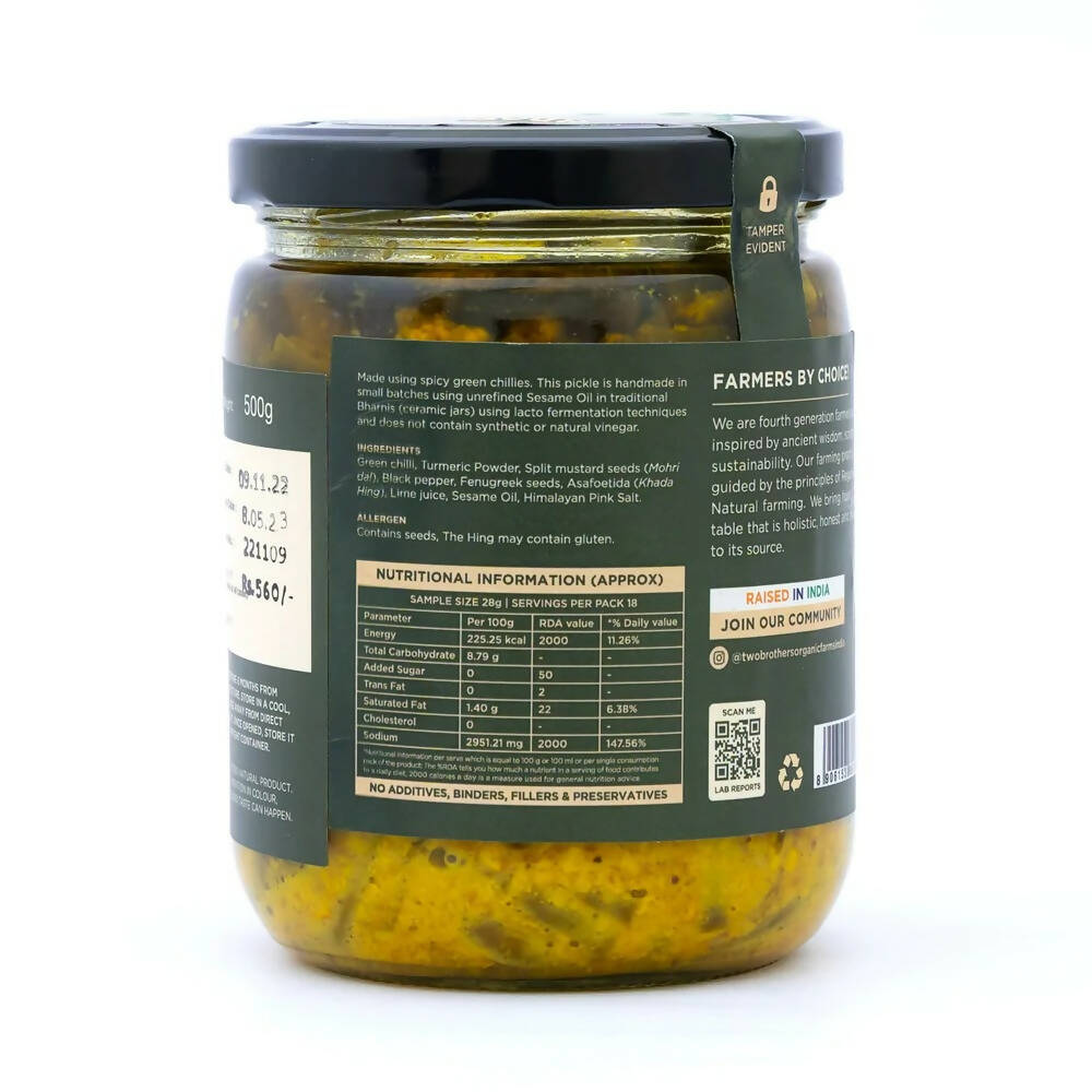 Two Brothers Organic Farms Spicy Green Chilly Pickle - Grab2buy