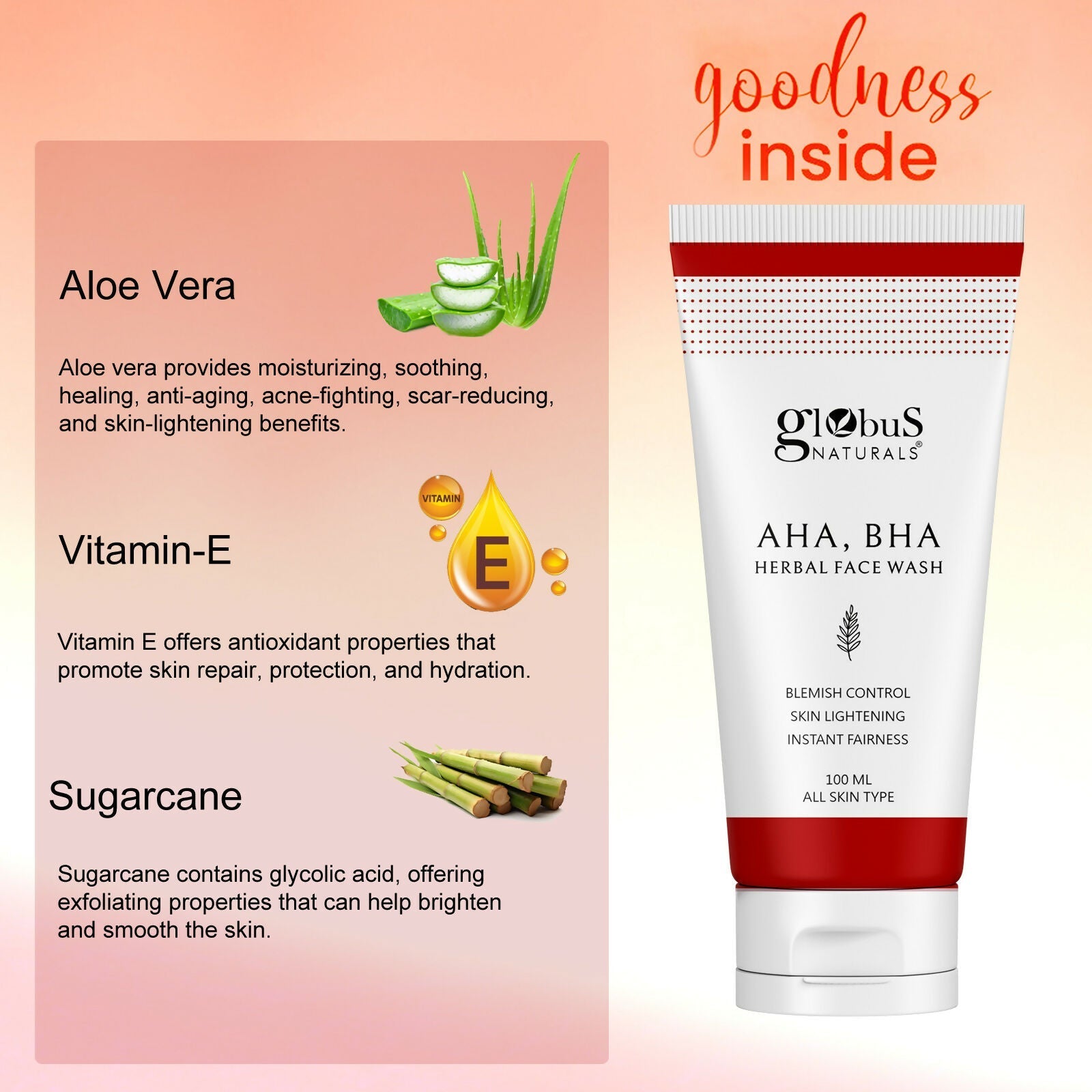 Globus Naturals AHA BHA Herbal Face Wash 