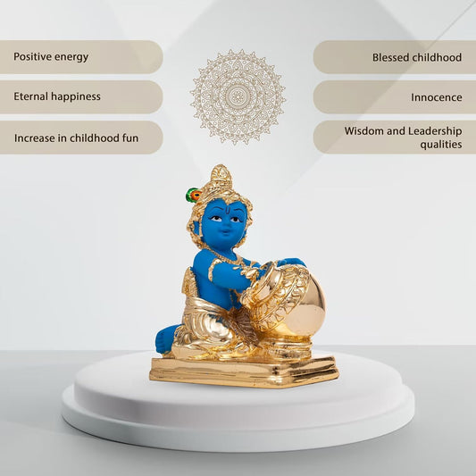 Idolkart Pure 999 Gold Coated Lord Krishna Idol - Grab2buy