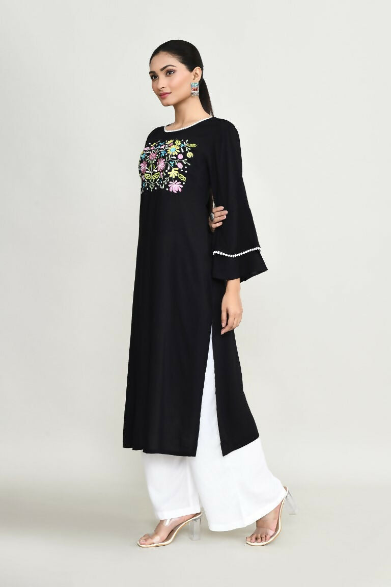 Joban Fashion Black Rayon Kurta Set