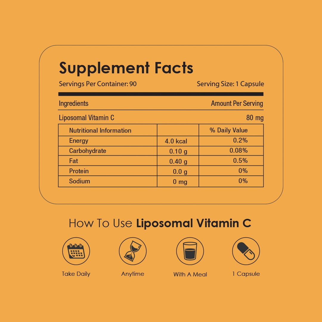 GATACA Liposomal Vitamin C Capsules for High Bioavailability| Immunity, Better Skin & Iron Absorption 