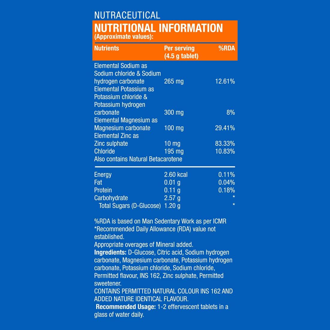 Fast&Up Reload O.R.S Effervescent Electrolyte Tablets - Orange 