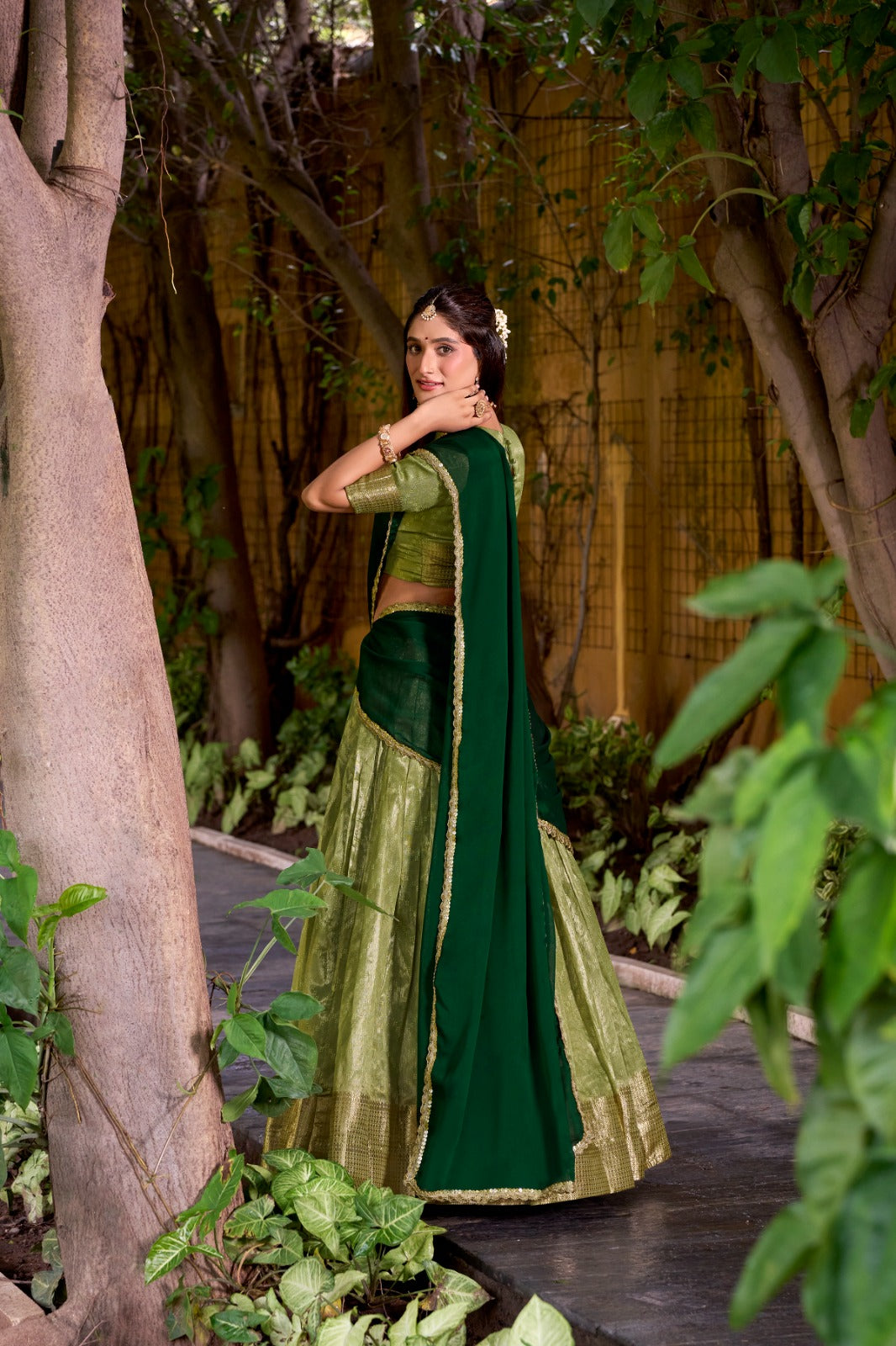 Evanik Traditional Pista Dupion Silk With Zari Weaving Work Lehenga Choli