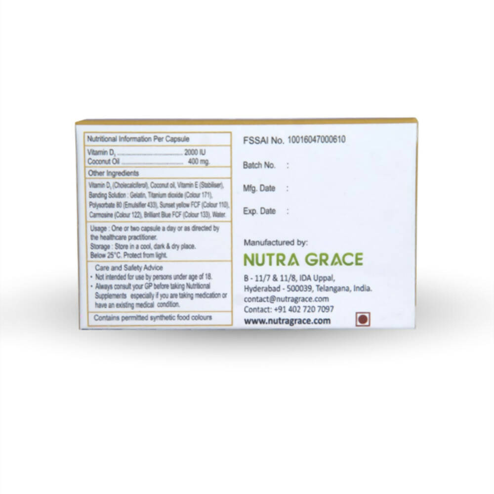 Nutra Grace D3 2k Vitamin D3 2000 I.U Capsules - Grab2buy