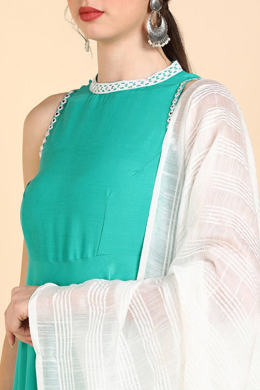 Ahika Green Poly Silk Anarkali Suit Set